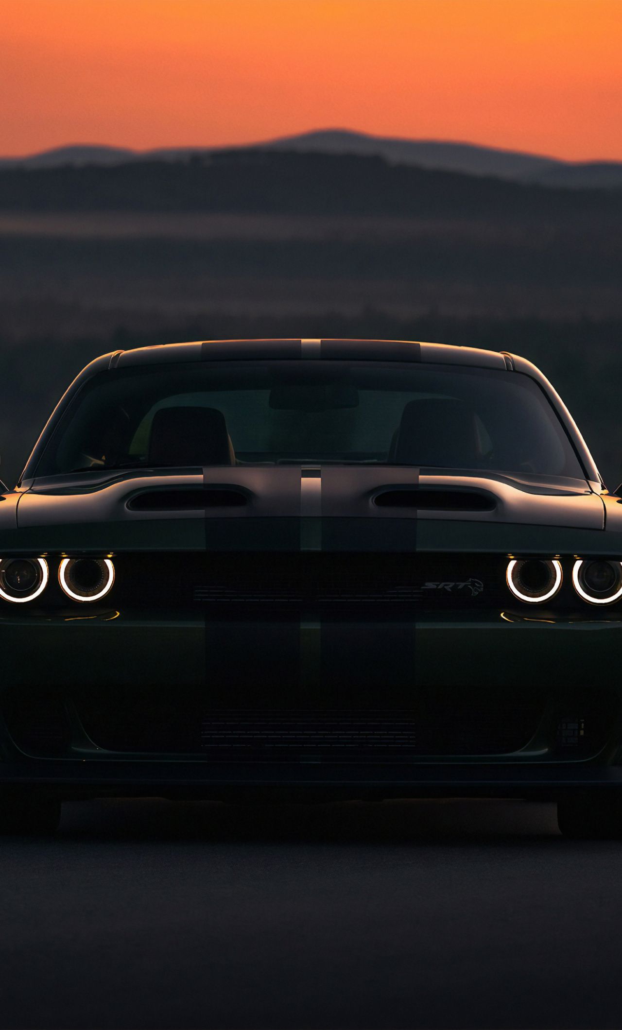 Download wallpaper 1280x2120 black muscle car dodge challenger iphone 6  plus 1280x2120 hd background 19279