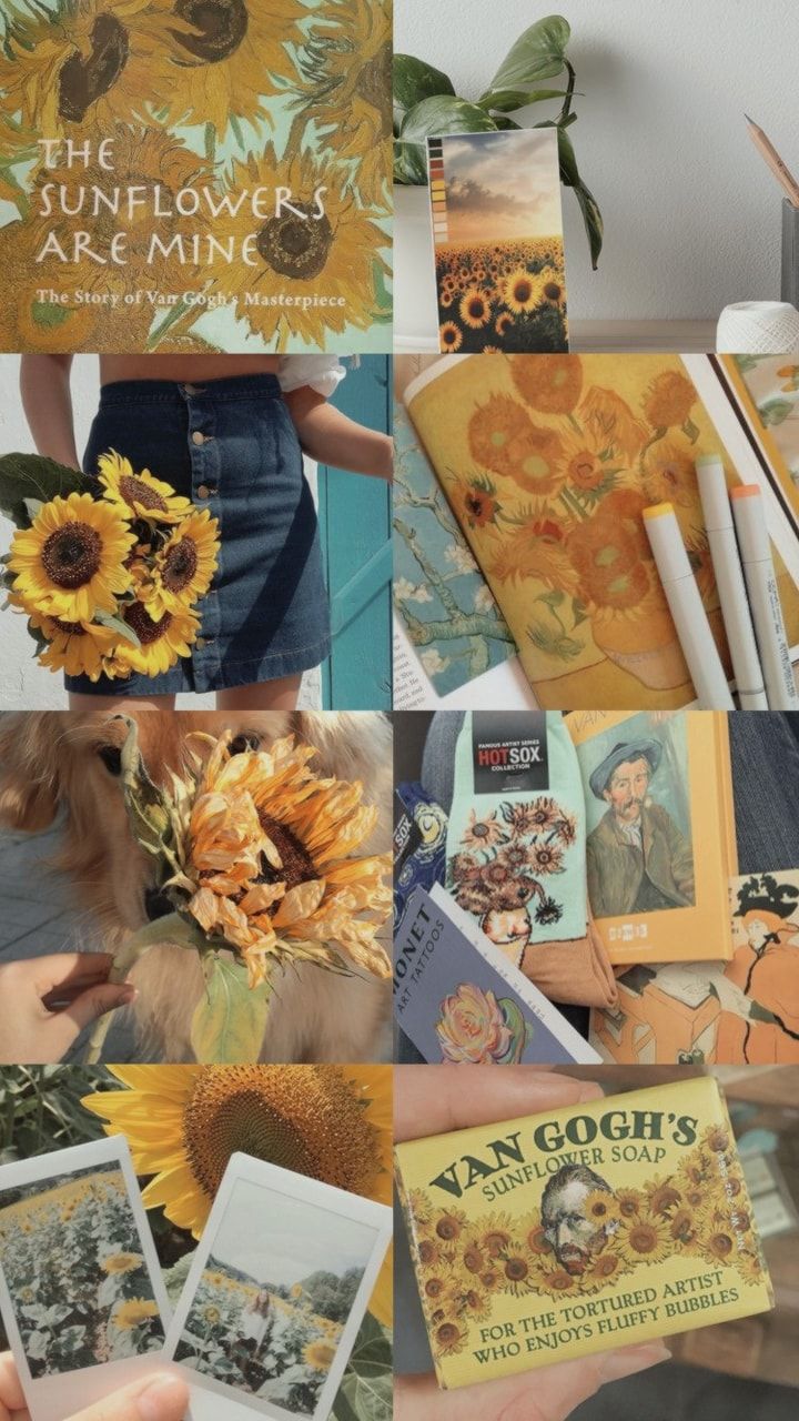 yellow, collage, art and sunflower