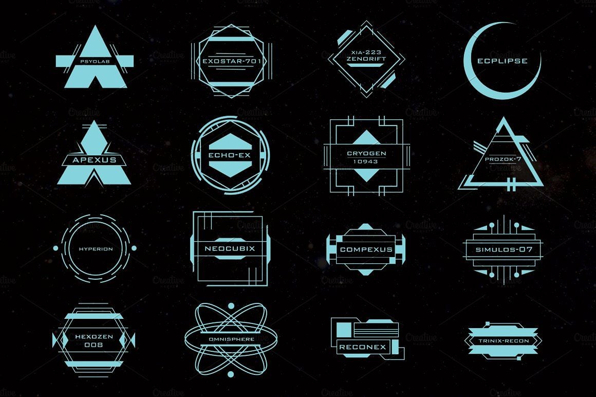 Sci Fi Tech Space Logos. Graphic Design Logo, Sci Fi, Futuristic Typography