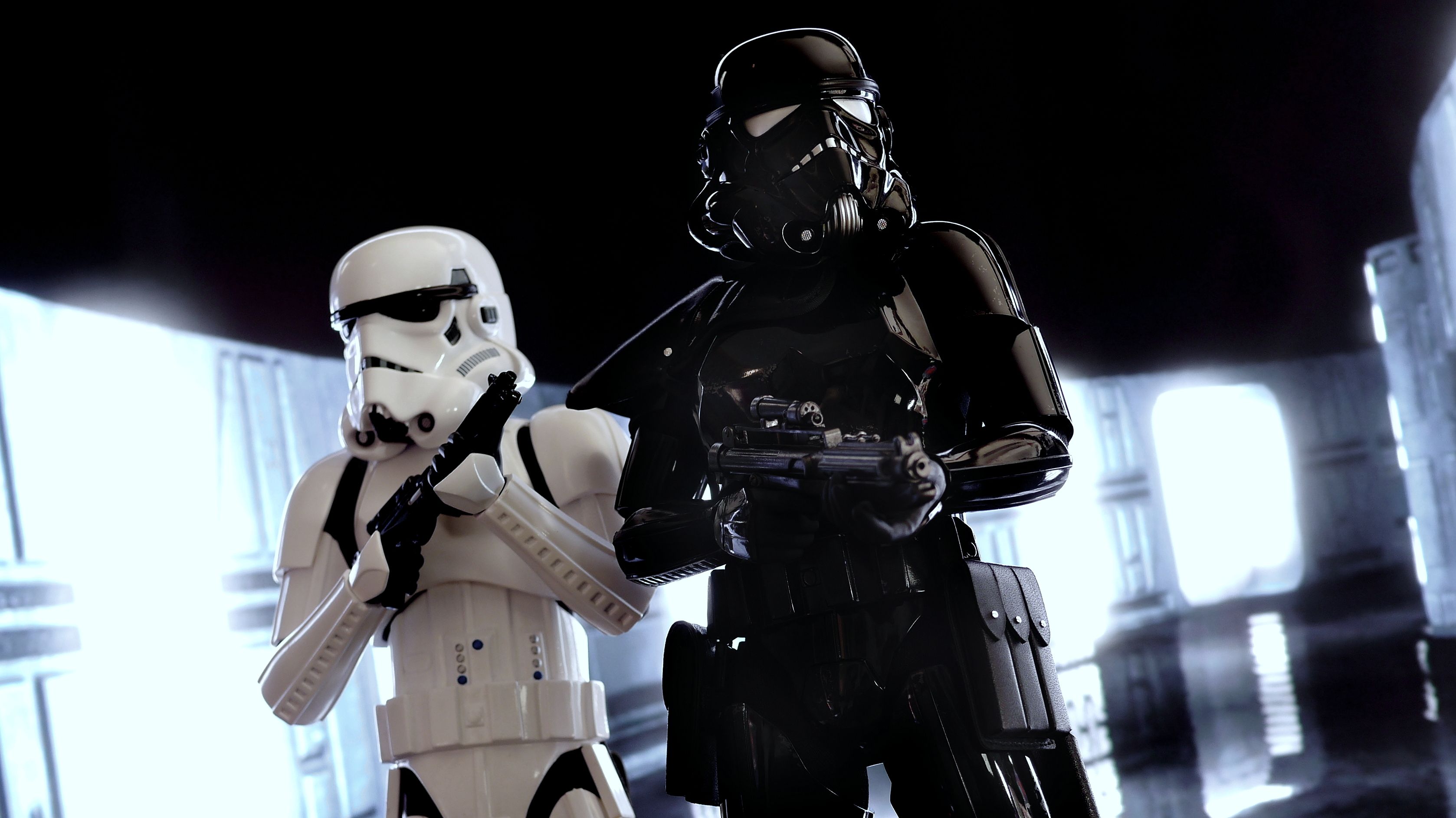 Wallpaper, shadow, Trooper, hot, souls, Toy, toys, star, stormtrooper, Imperial, rah, wars, exclusive, medicom, hottoys 3356x1884