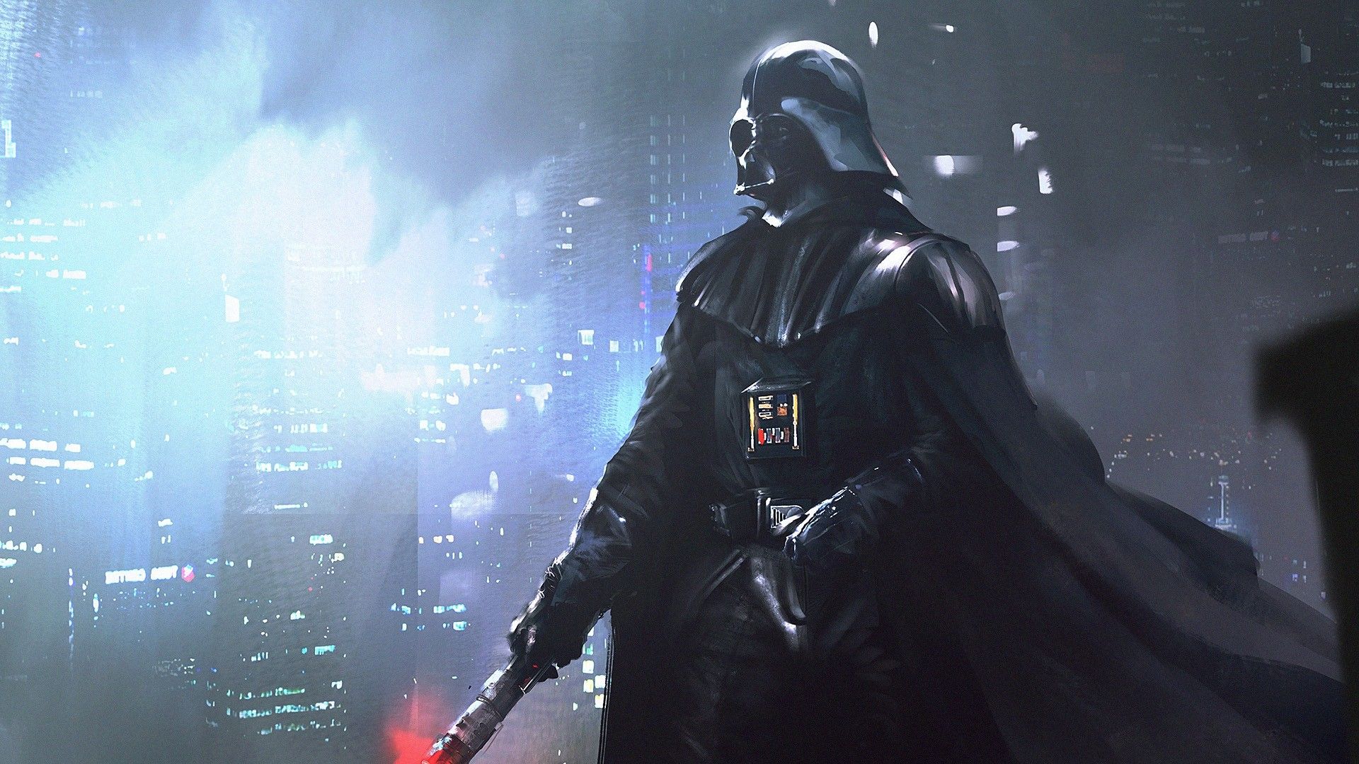 Wallpaper, Star Wars, artwork, helmet, Sith, science fiction, lightsaber, Darth Vader, cape, villains, Anakin Skywalker, performance, darkness, screenshot, computer wallpaper 1920x1080