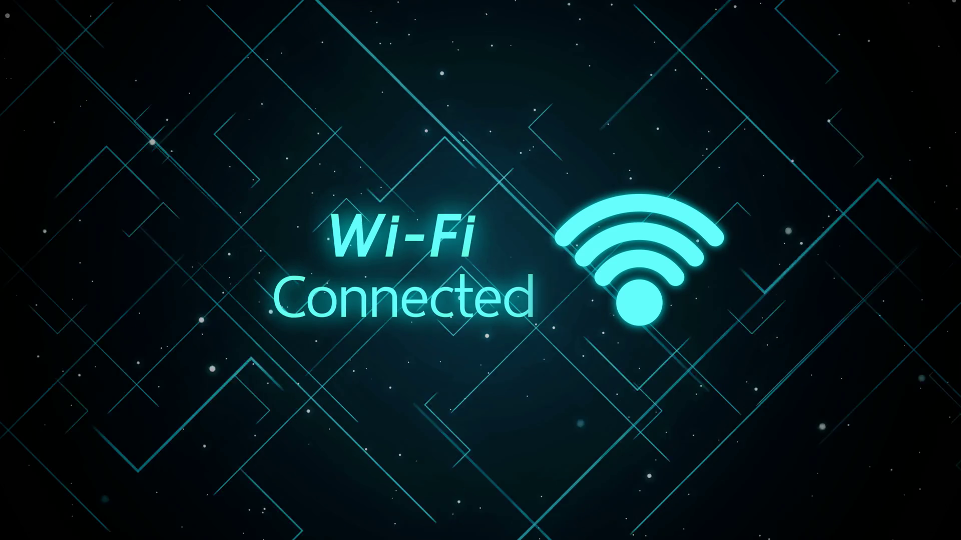 Futuristic blue Wifi icon connecting, illuminate on dark technology background animation Motion Background