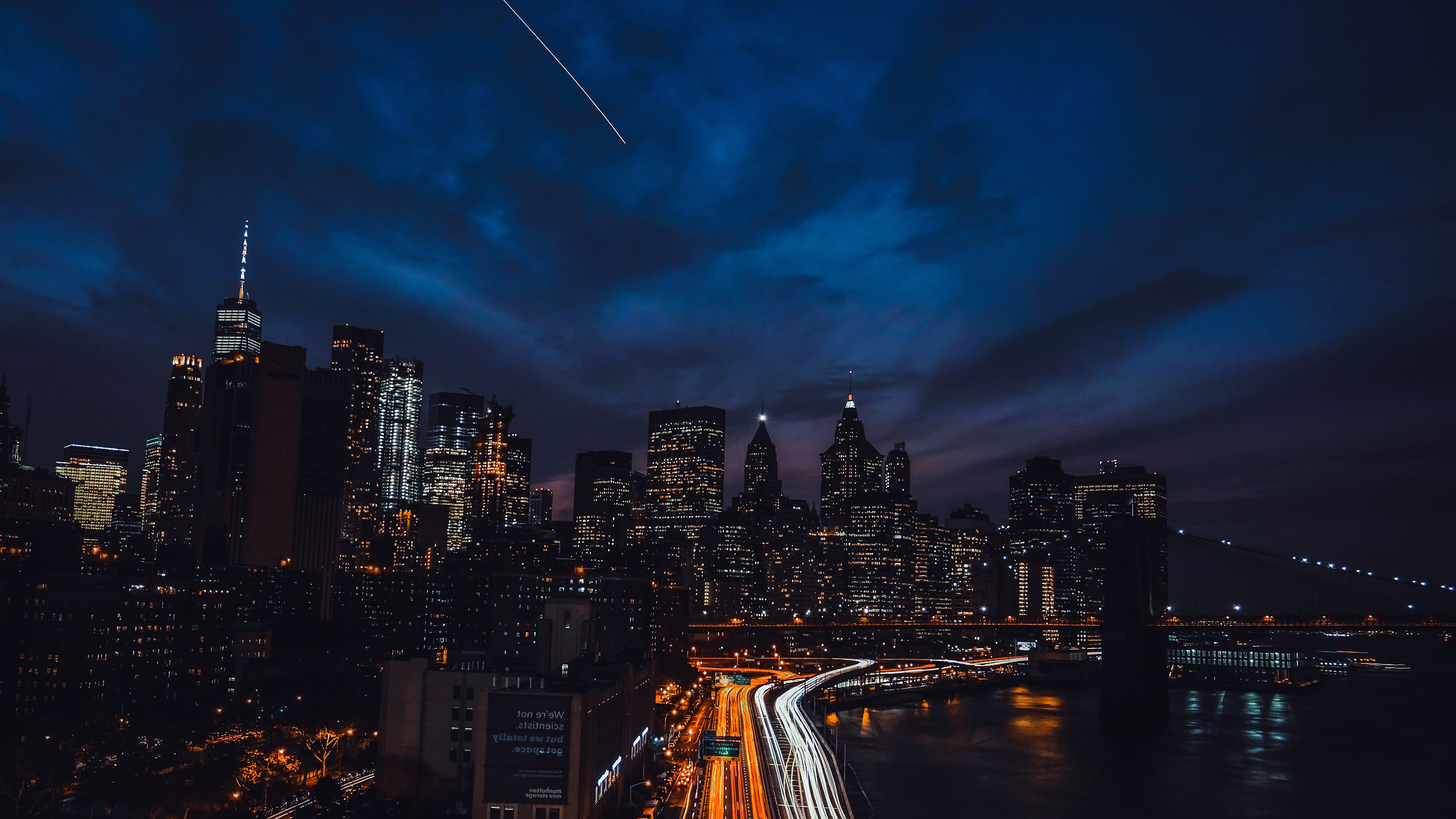 New York City, United States, Cityscape, Night time, City lights, Metropolitan, 4k Free deskk wallpaper, Ultra HD