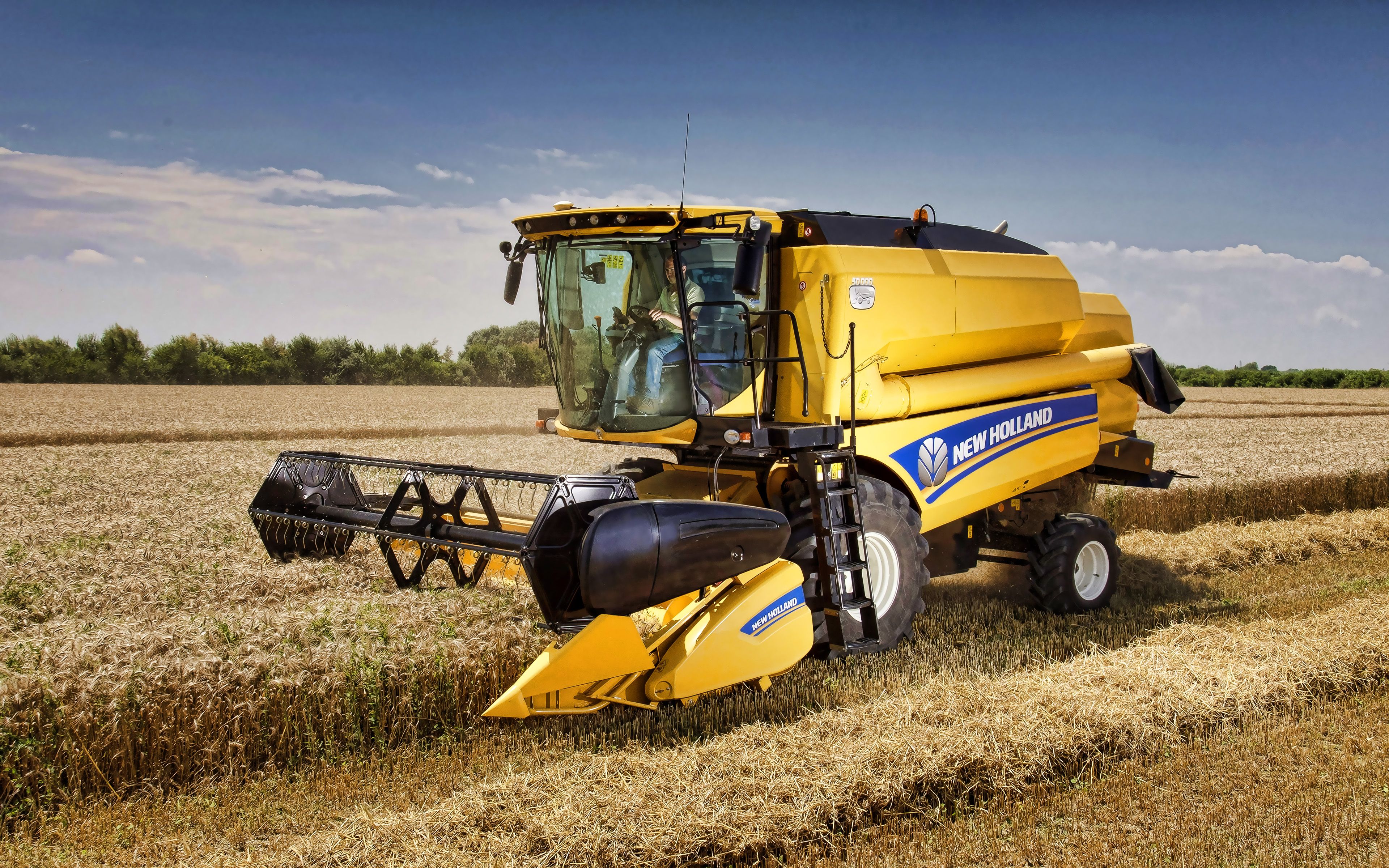 Download wallpaper New Holland TC4- 4k, combine harvester, 2020 combines, wheat harvest, harvesting concepts, New Holland for desktop with resolution 3840x2400. High Quality HD picture wallpaper