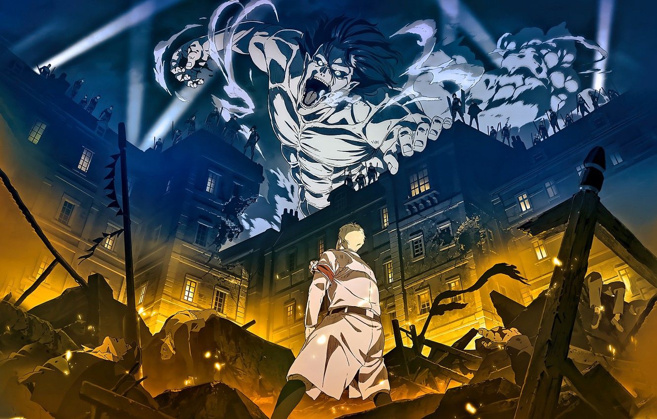 Wallpaper the city, man, Titan, Attack Of The Titans, Shingeki No Kyojin, Eren Yeager image for desktop, section сёнэн