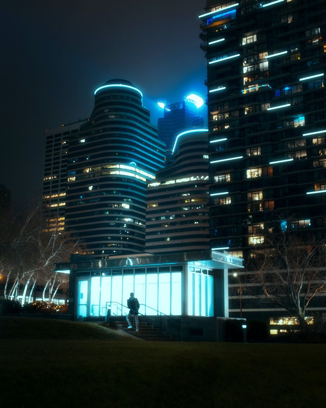 Dystopia Cyberpunk. Best Free Light, Night, City And Urban Photo