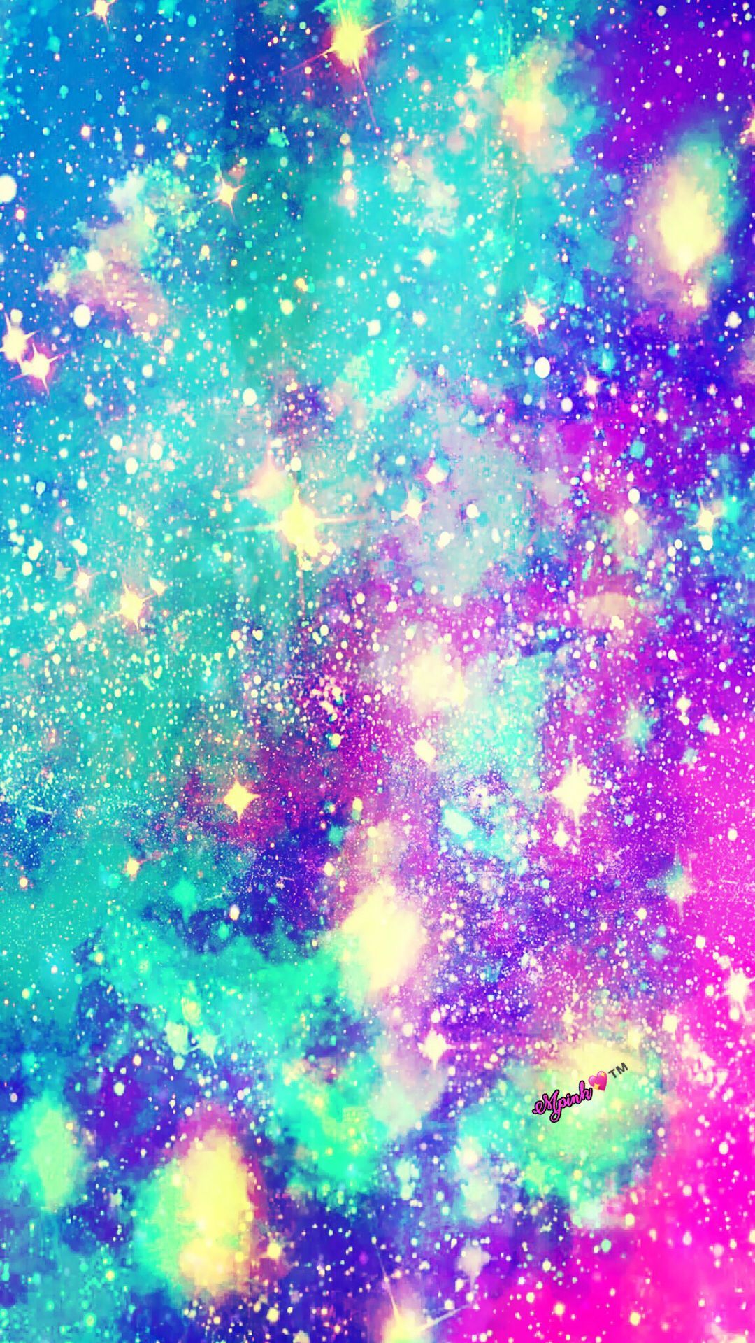 Colourful Girly Glitter Galaxy Wallpaper