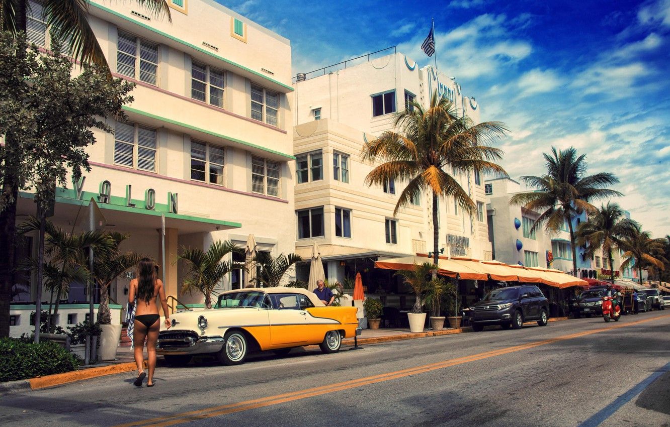 Wallpaper Home, Miami, FL, Building, USA, America, Miami, Florida, Vice City, Vice City, Ocean Drive image for desktop, section город