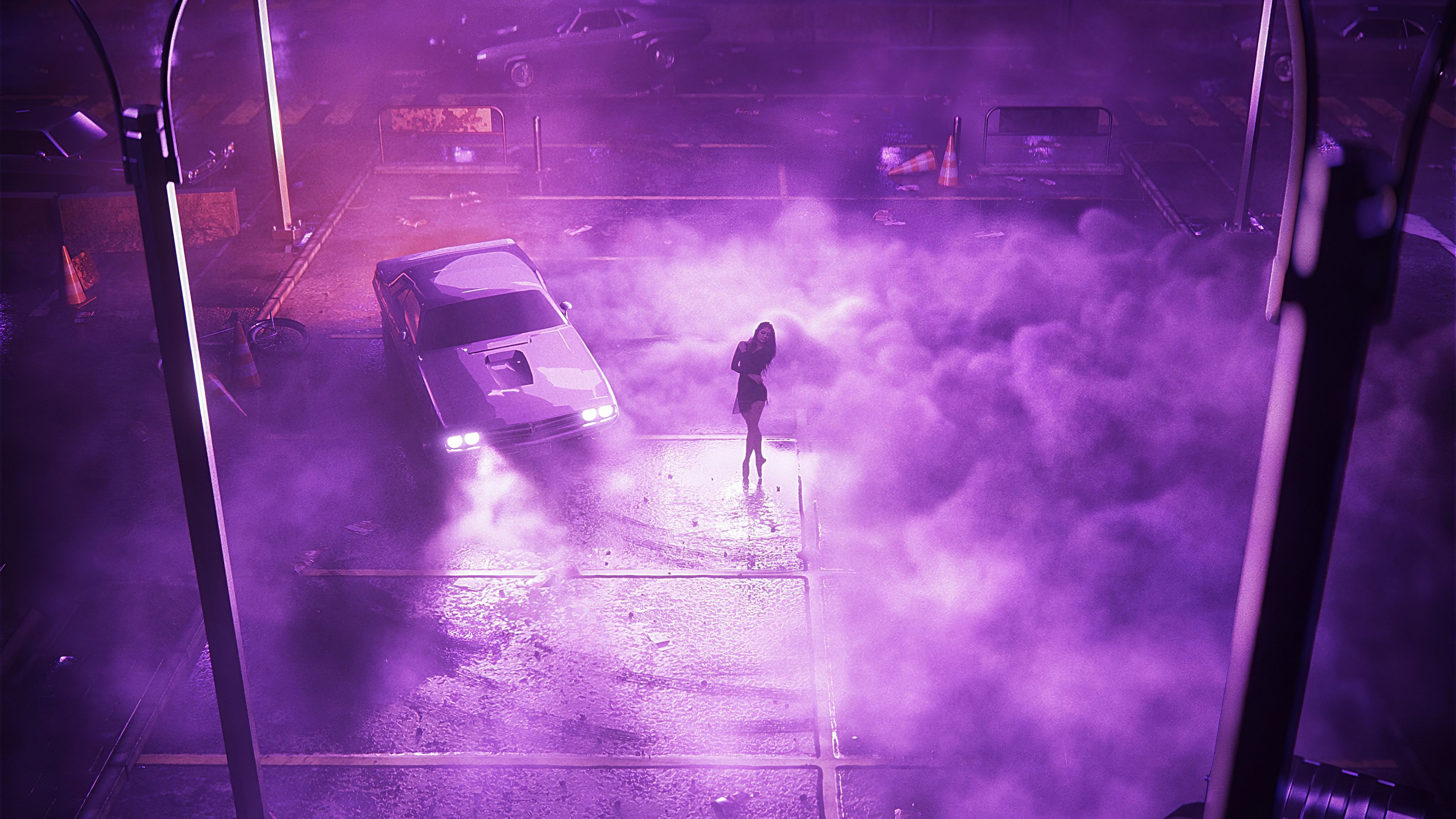 Car Drifting Girl Ballerina Synthwave 4k, HD Artist, 4k Wallpaper, Image, Background, Photo and Picture