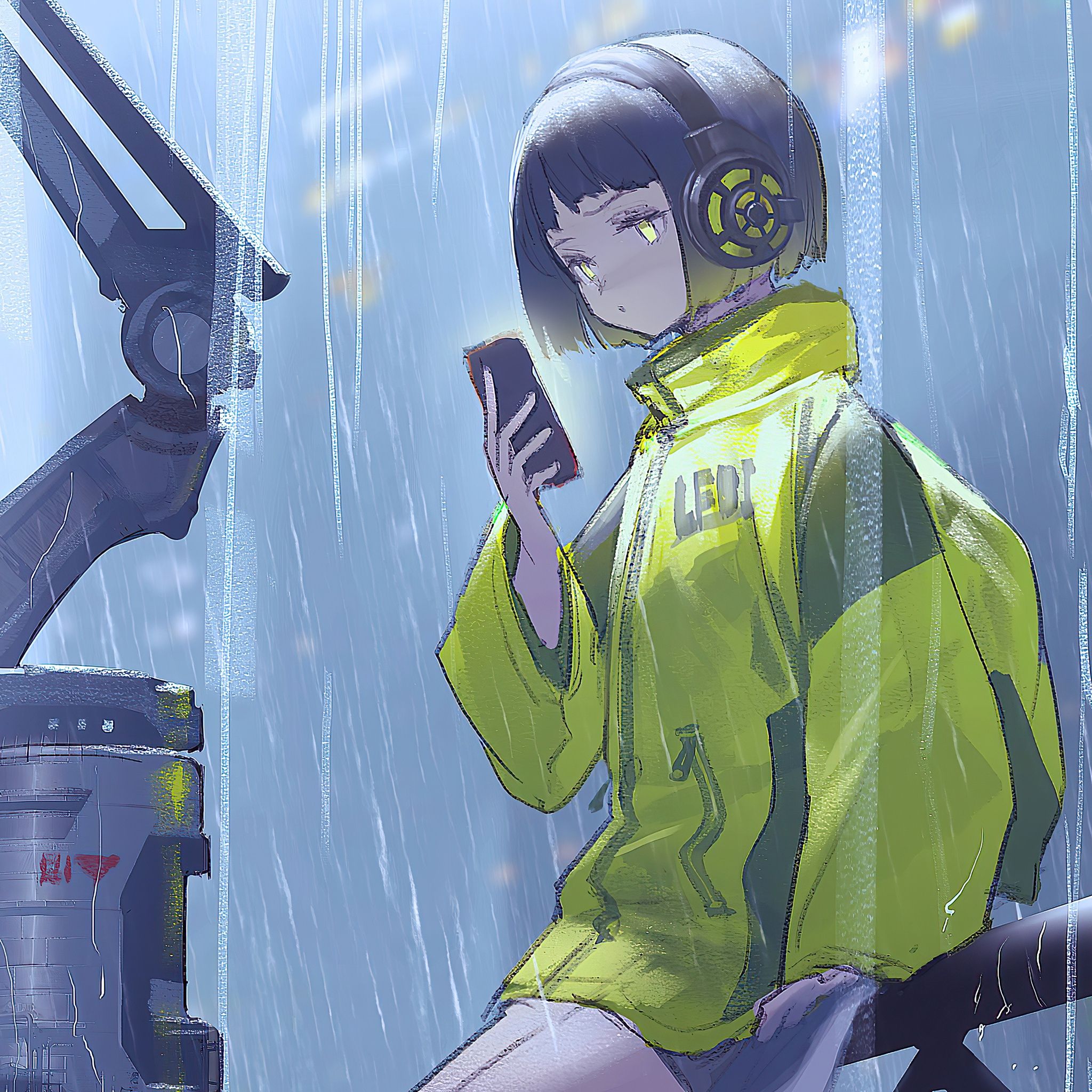 Anime Girl Umbrella Rainy