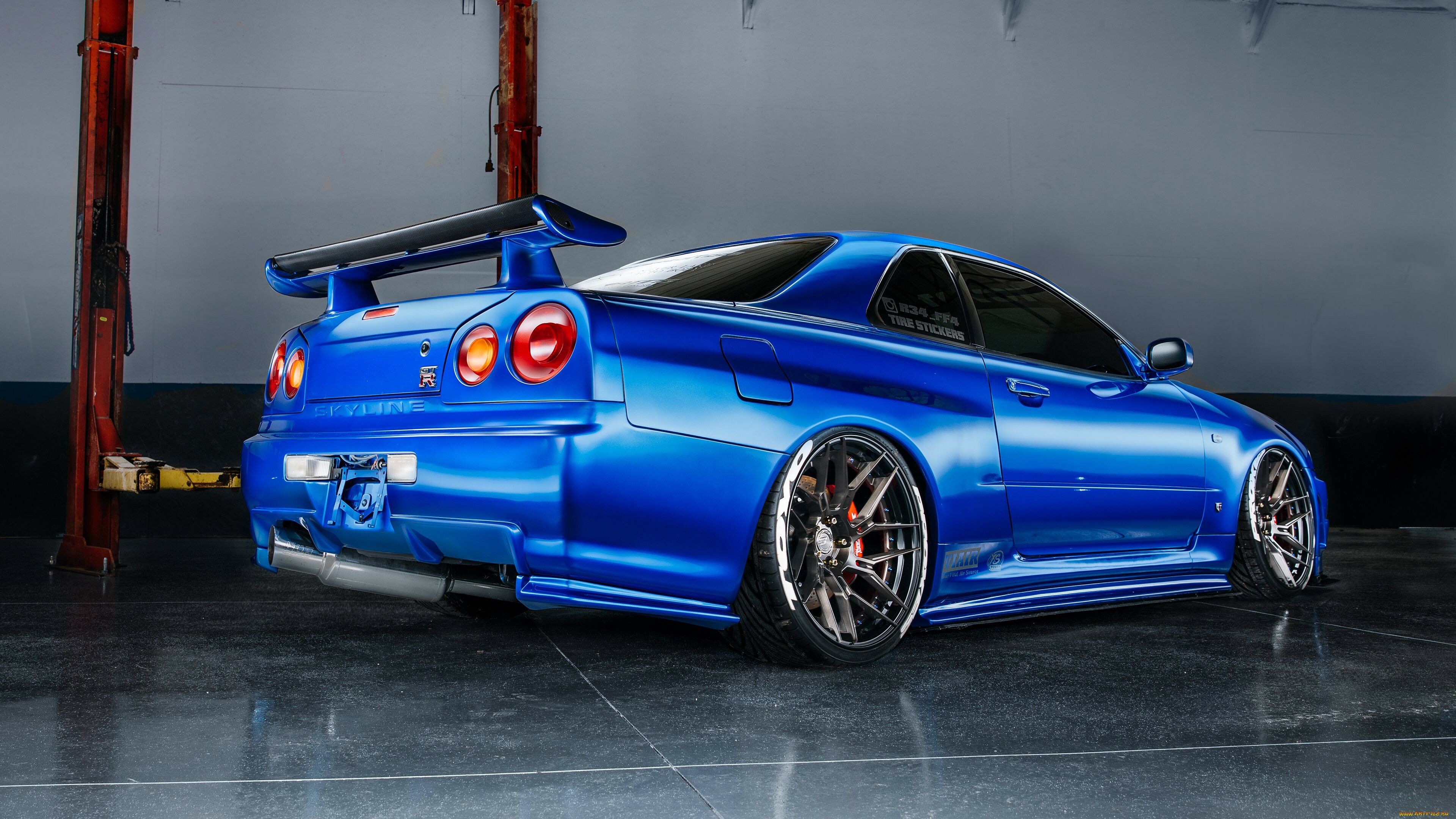 Nissan Skyline Gtr R34 Blue 4k