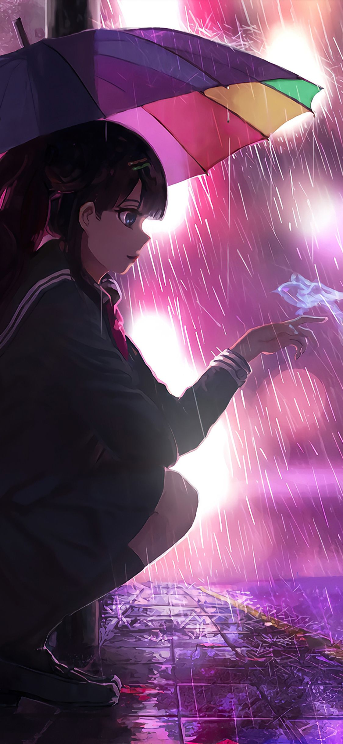 Umbrella Rain Anime Girl 4k iPhone XS, iPhone 10, iPhone X HD 4k Wallpaper, Image, Background, Photo and Picture
