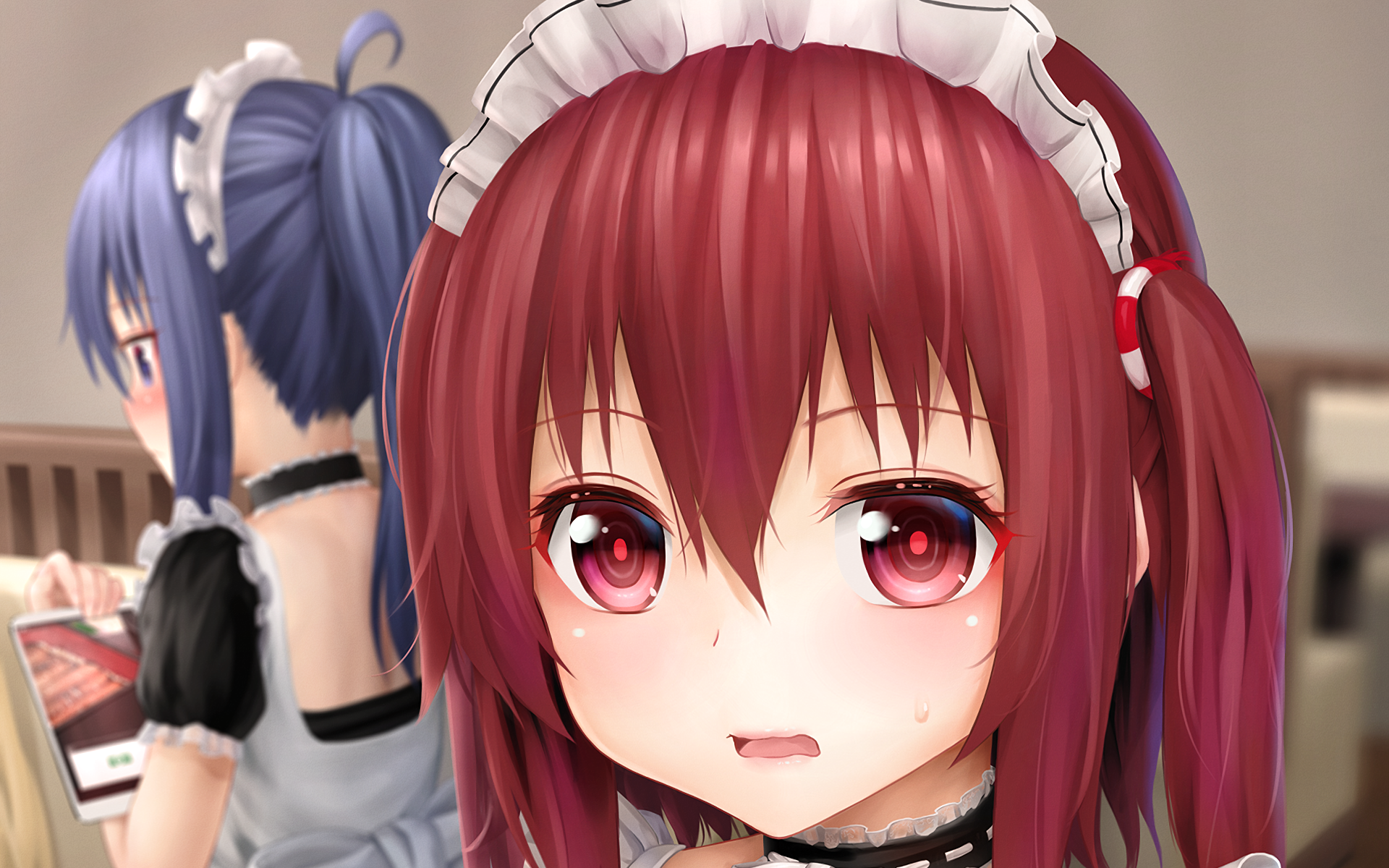 Wallpaper, Himouto Umaru chan, anime girls, Nana Ebina, Motoba Kirie, maid outfit 1920x1200