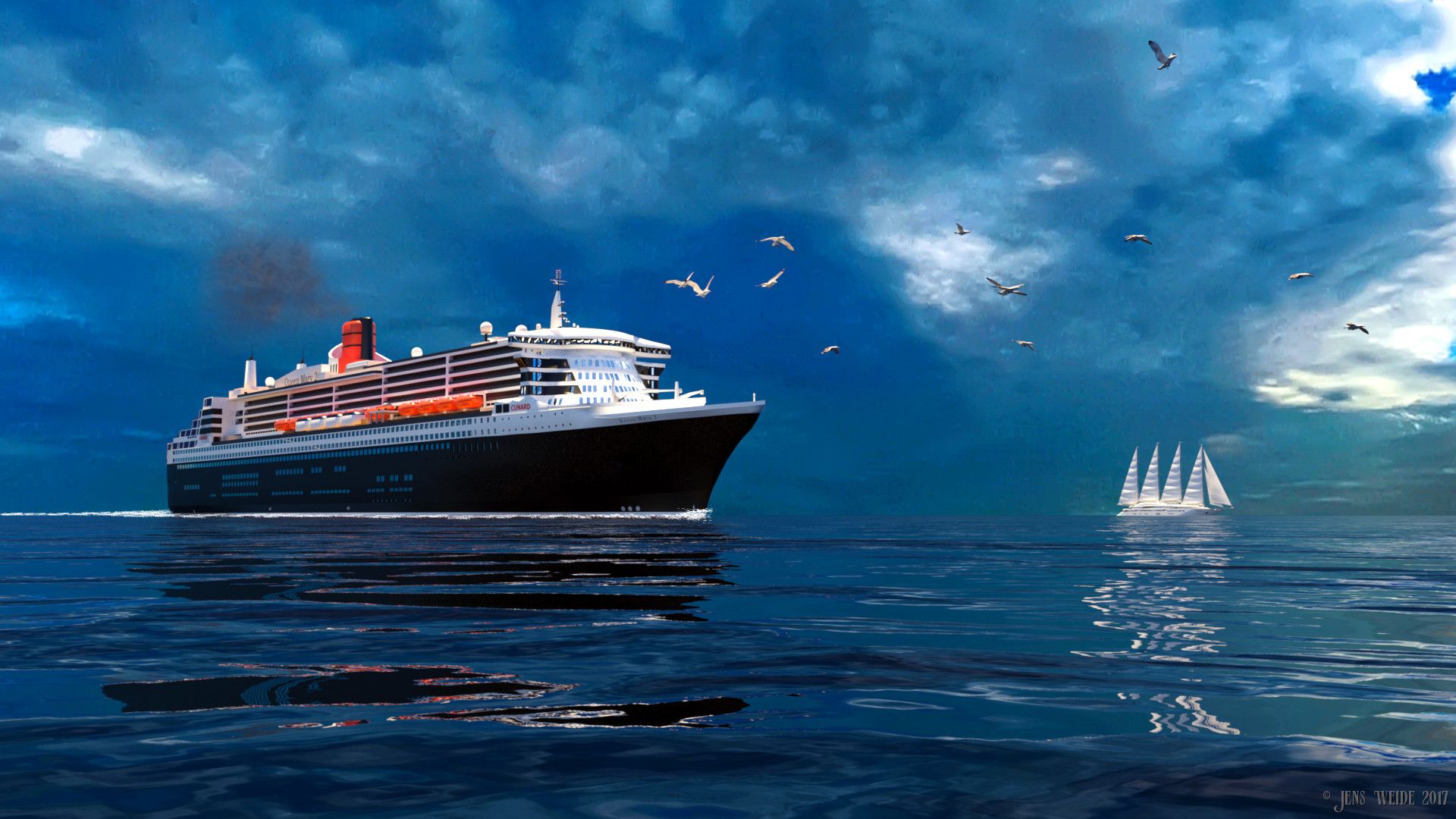RMS Queen Mary 2 By Jw8028 DAZ. Studio Sea Undersea