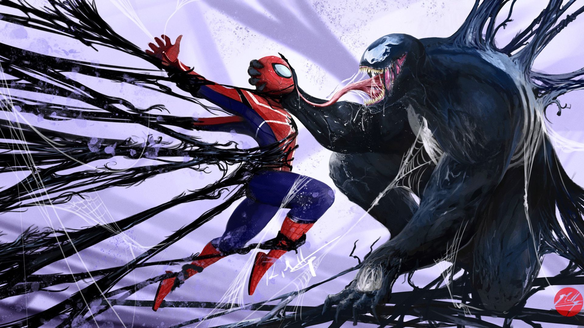 Desktop wallpapers spiderman vs venom, artwork, marvel, hd image, picture, ...