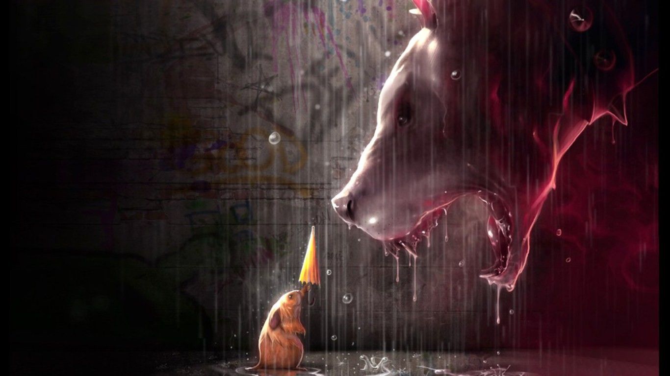 dogs, artwork, good vs evil wallpaper