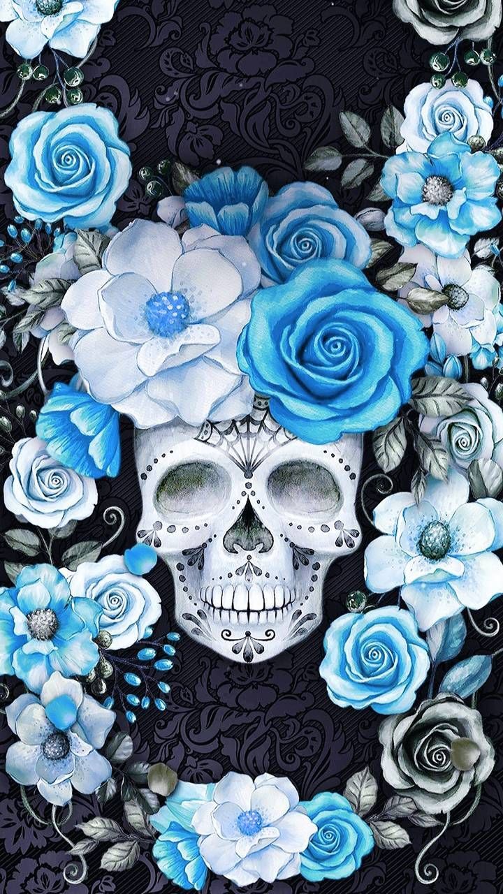 Download Blue skulls wallpaper by JadeKat now. Browse millions of popular. Skull wallpaper iphone, Skull art drawing, Sugar skull wallpaper