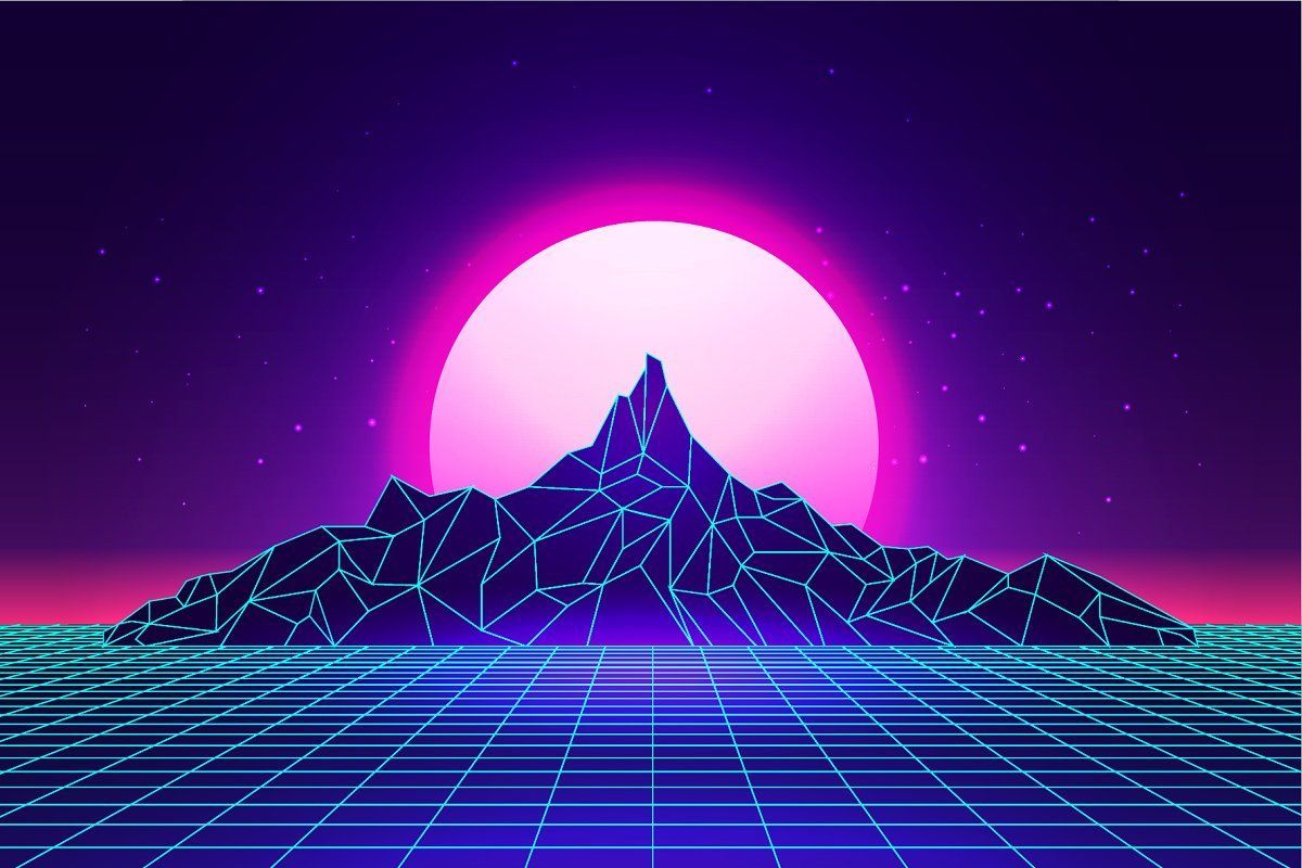 Vaporwave mountains landscape. Vaporwave wallpaper, Futuristic background, Synthwave