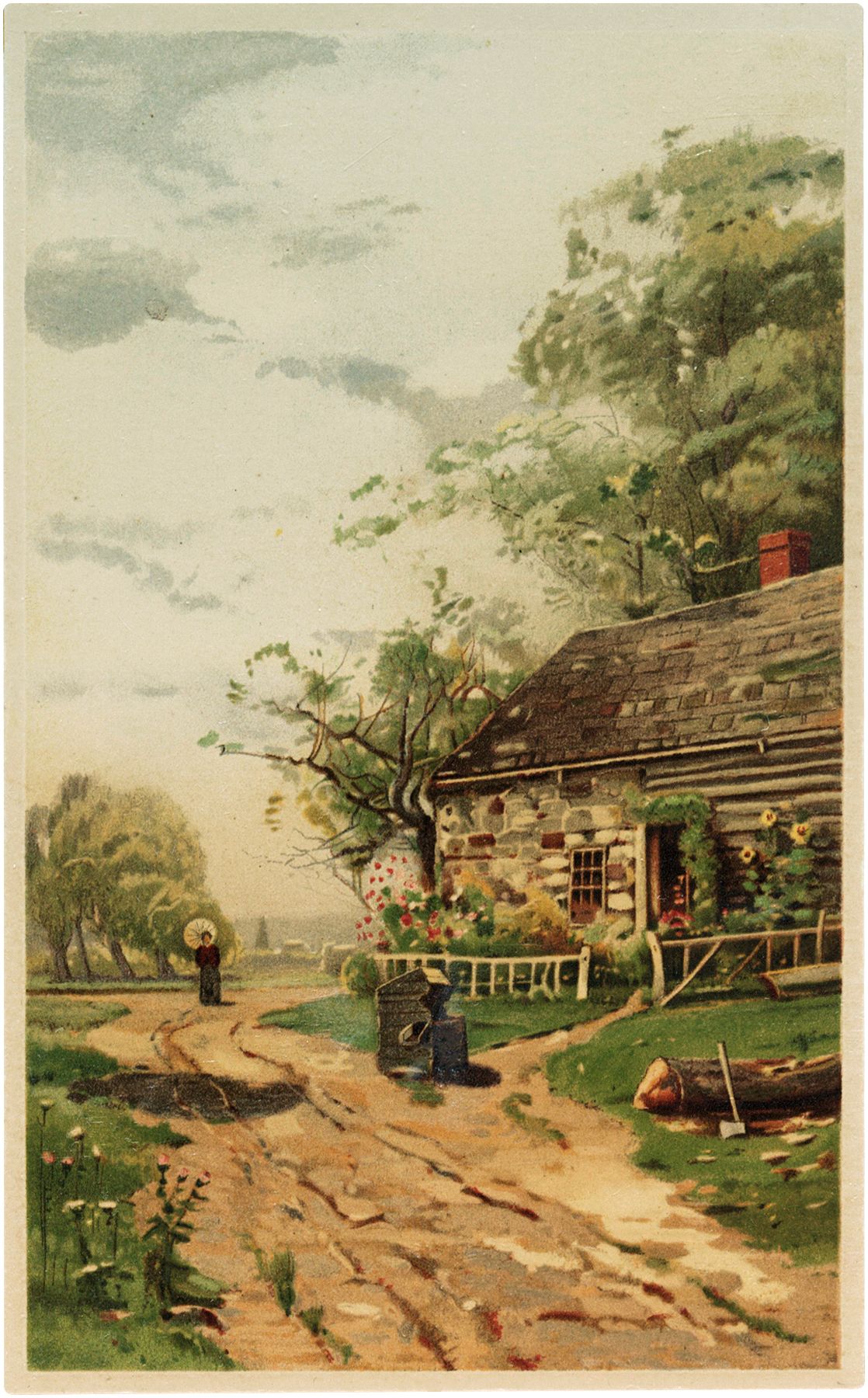 Lovely Vintage Countryside Stone Cottage Image! Graphics Fairy