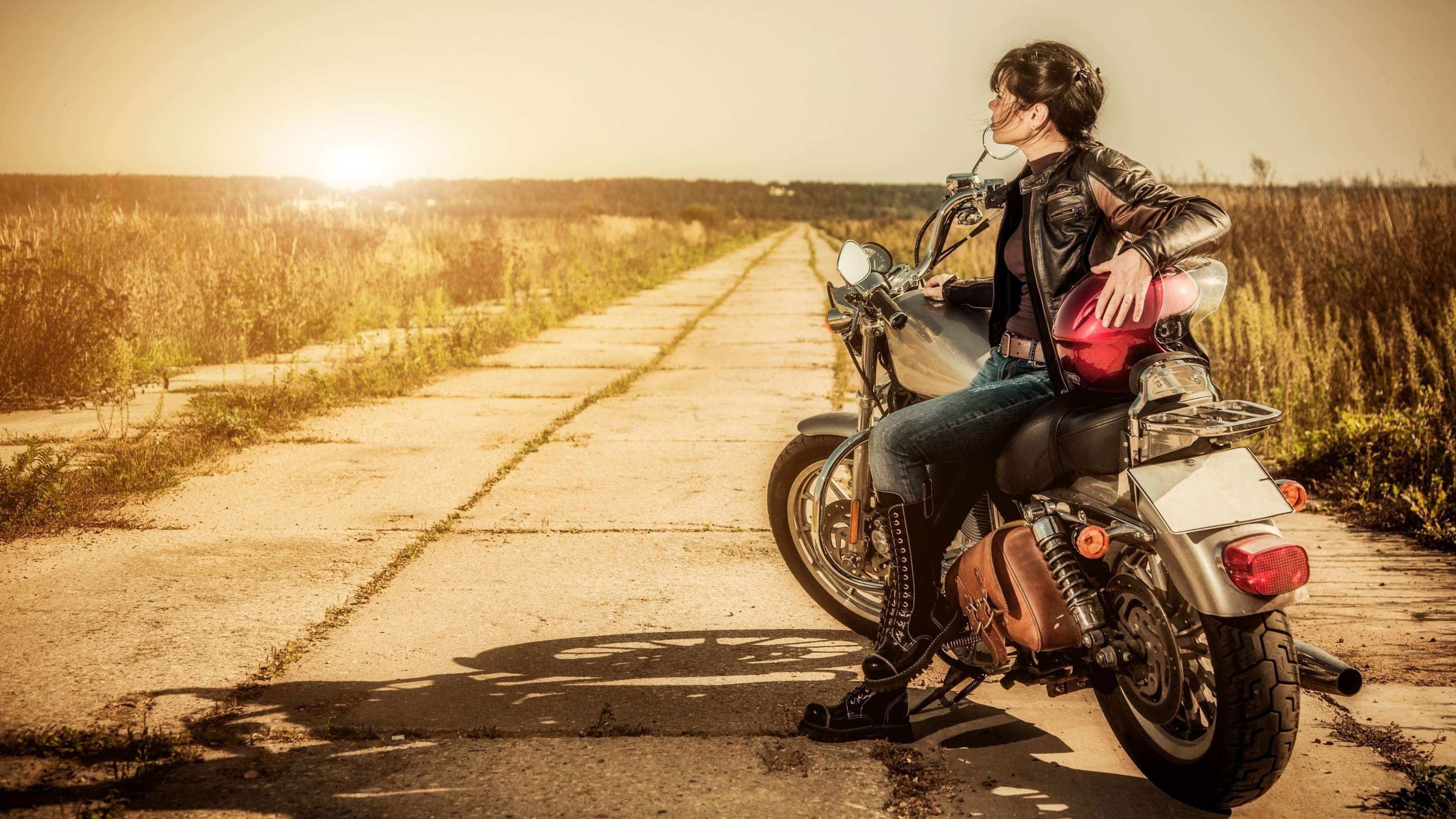 Woman On Motorcycle Wallpaper