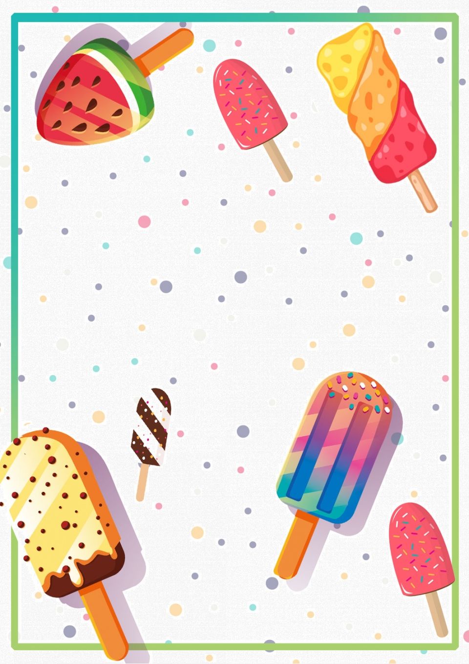 Cartoon Hand Painted Watercolor Summer Cool Ice Cream Poster Background Material, Cartoon, Hand Drawn, Watercolor Background Image for Free Download
