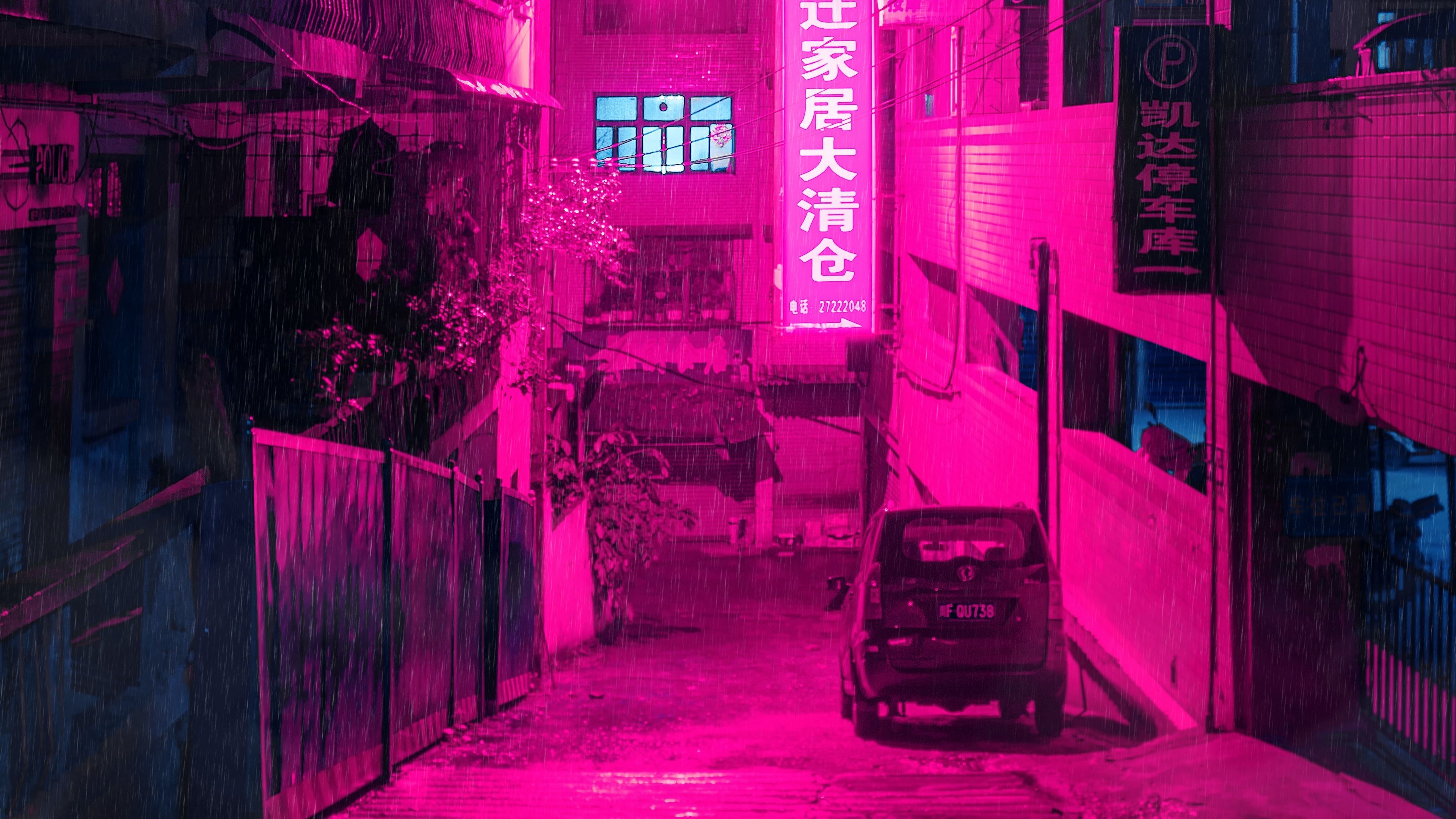 Download wallpaper 3840x2160 street, neon, rain, light, night 4k uhd 16:9 HD background