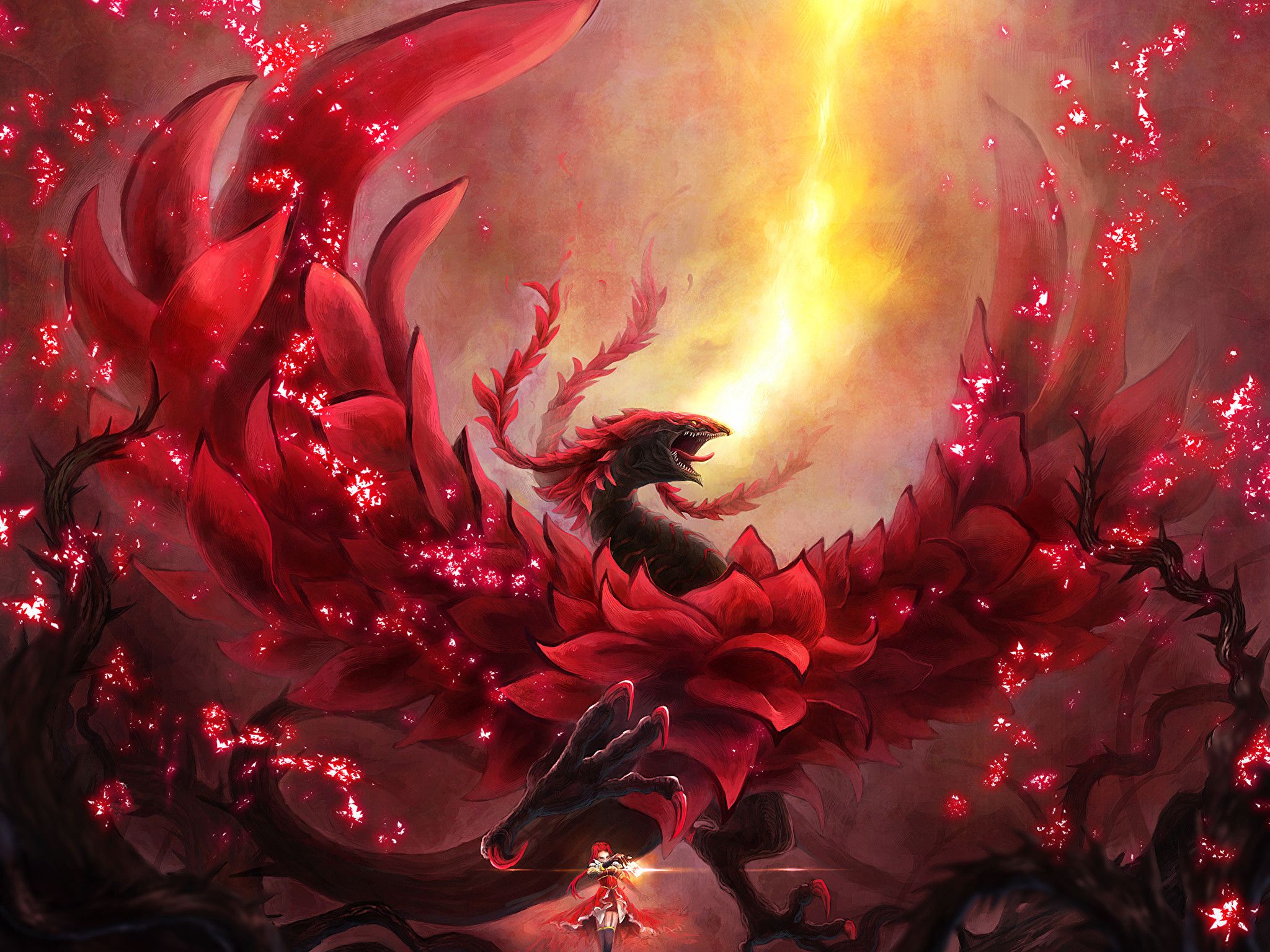 Black Rose Dragon Wallpaper background picture