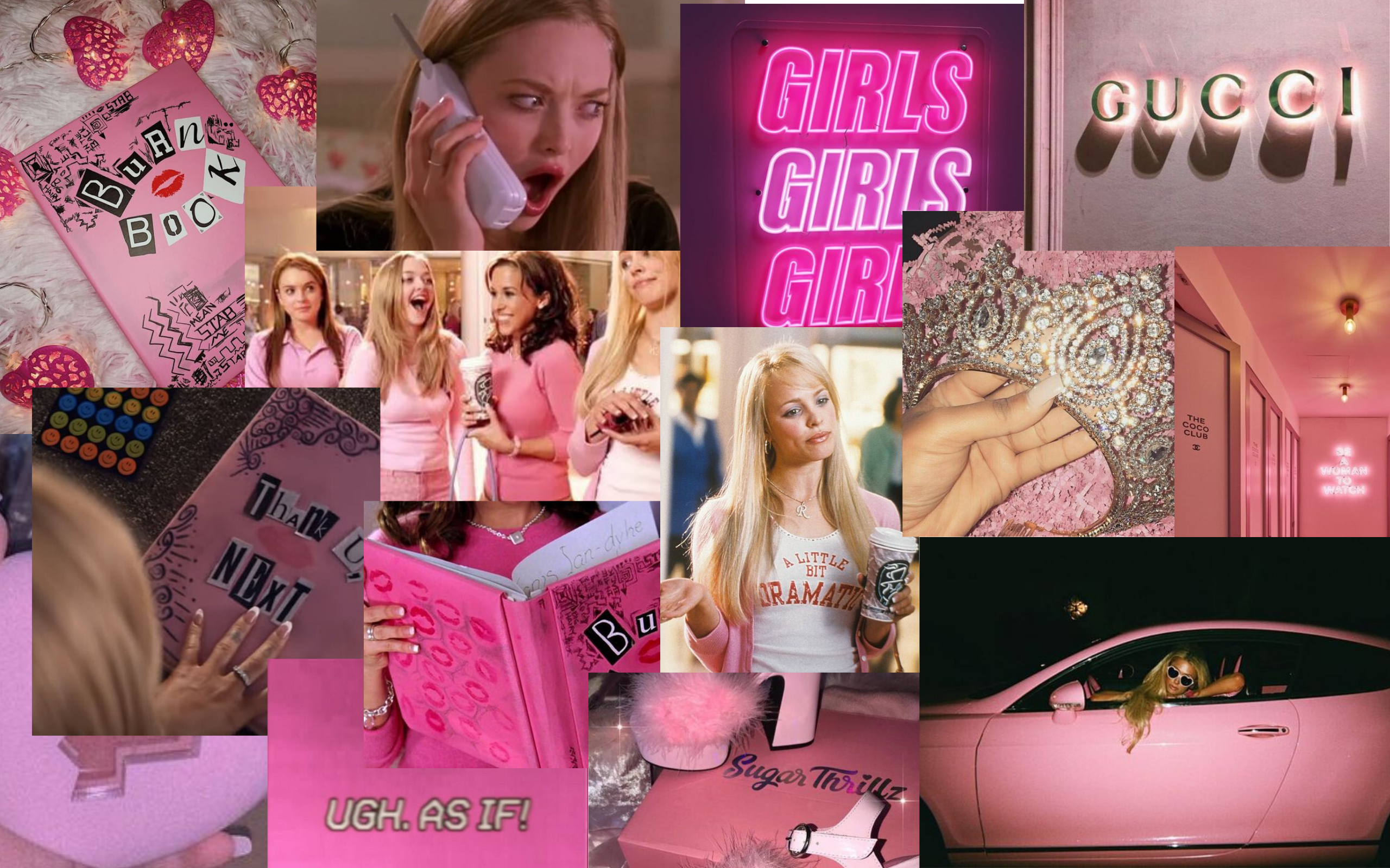 mean girls aesthetic collage. Macbook wallpaper, Pink macbook, Wallpaper notebook