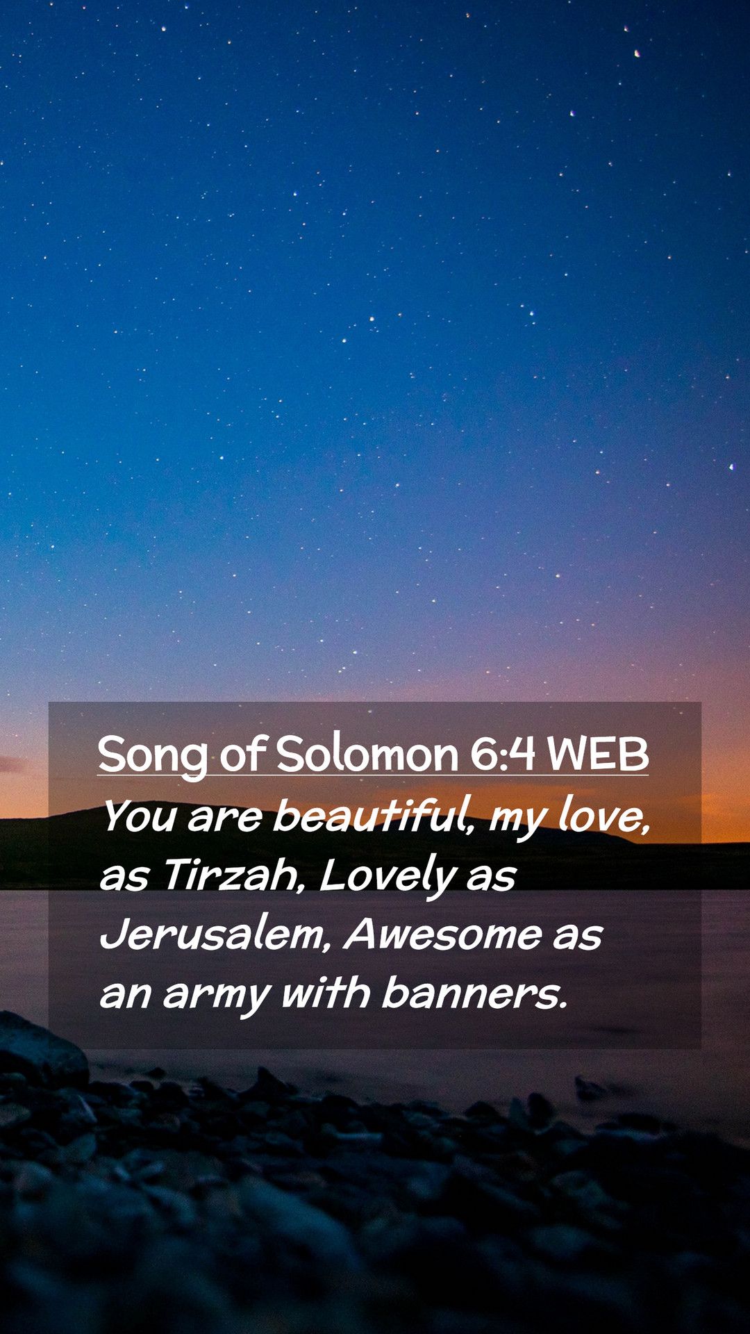 Song of Solomon 6:4 WEB Mobile Phone Wallpaper are beautiful, my love, as Tirzah, Lovely as