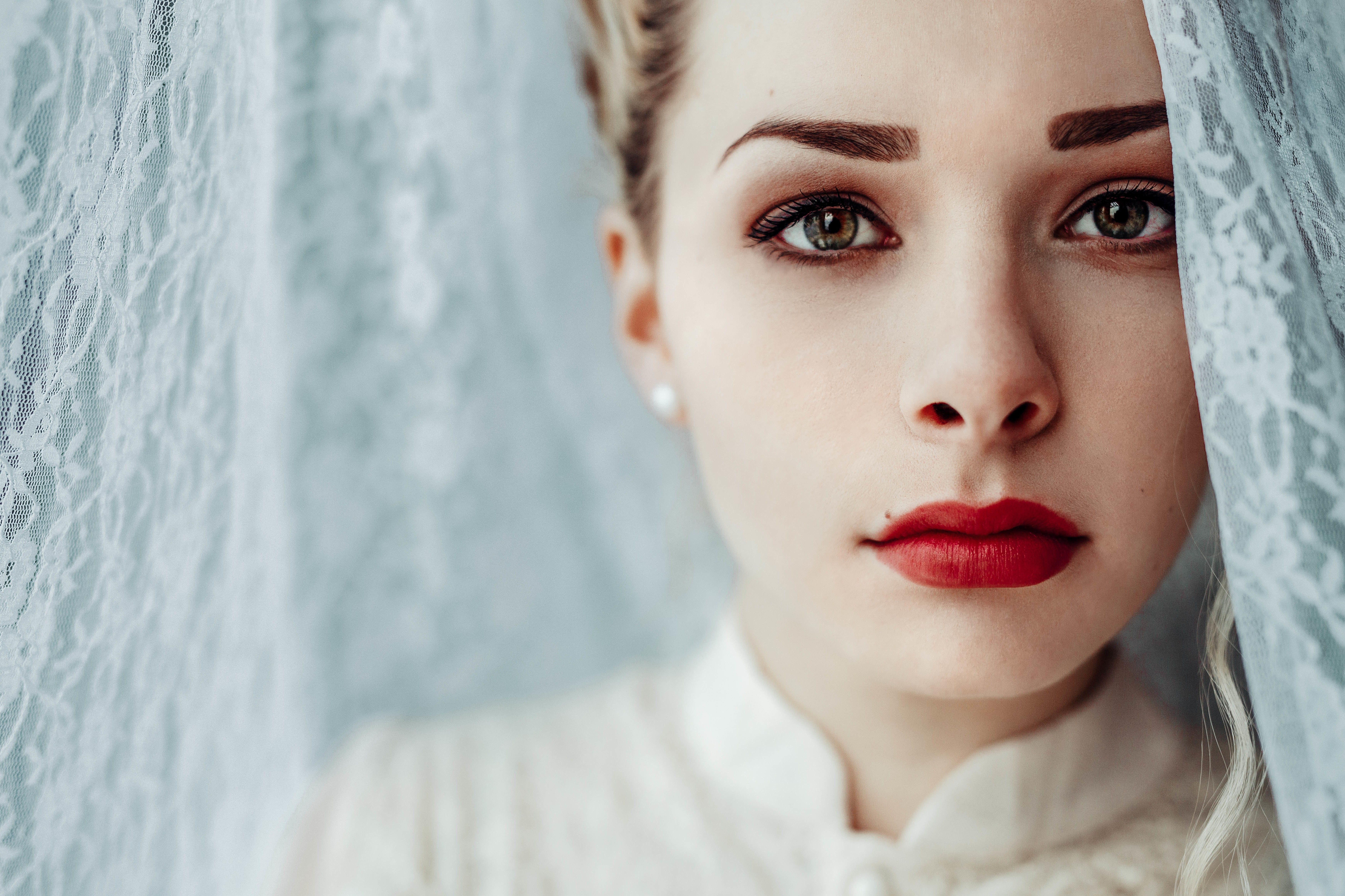 Wallpaper, 7000x4666 px, face, model, portrait, red lipstick, women 7000x4666