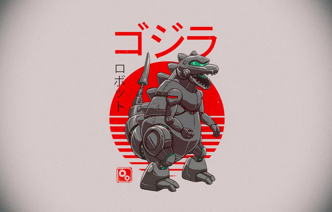 Wallpaper Minimalism, Godzilla, Art, Art, Robot, Godzilla, Zilla, Mech, by Vincenttrinidad, Vincenttrinidad, Zilla Bot, Mech Robo Zilla image for desktop, section минимализм