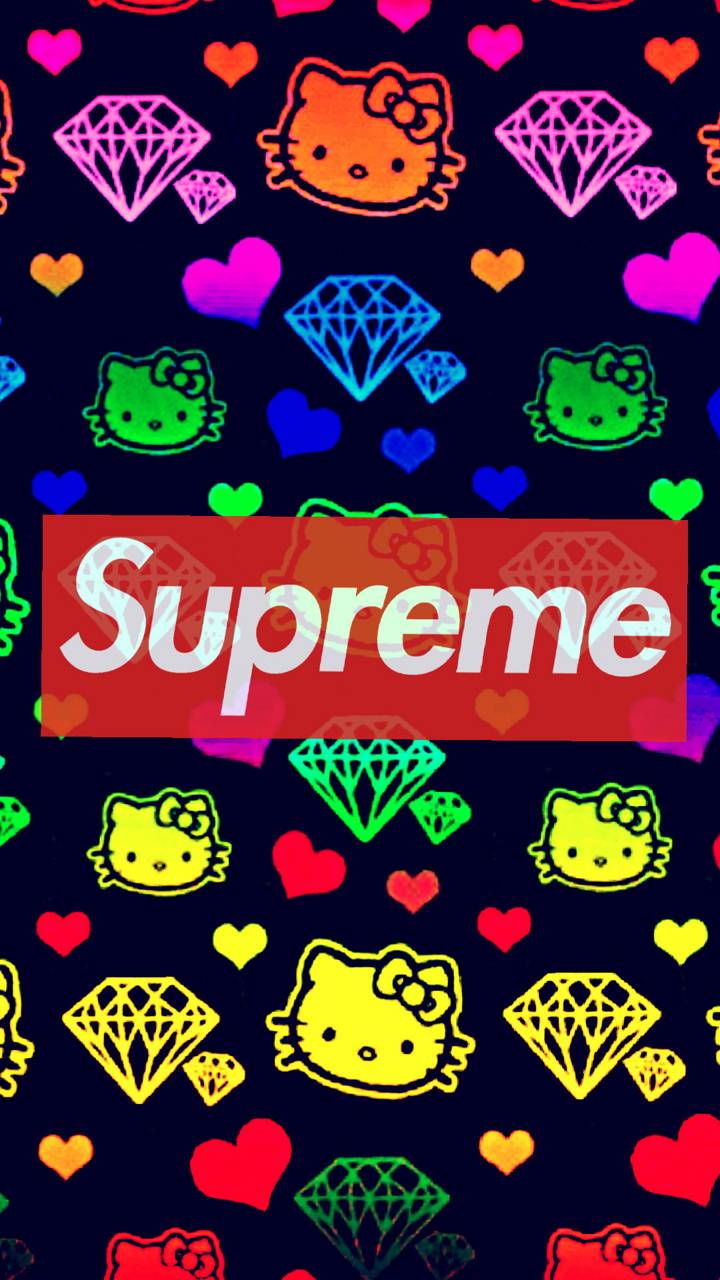 Neon H Kitty Supreme wallpaper
