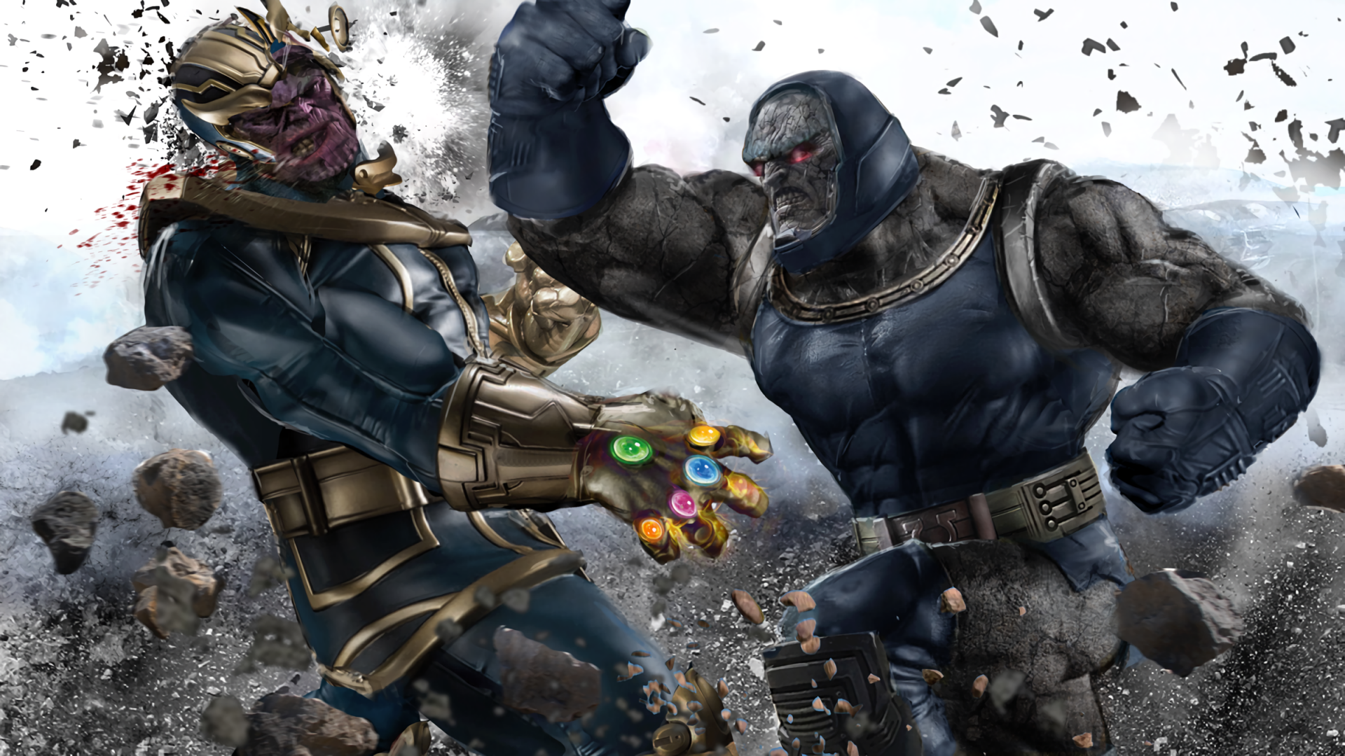 Download 1920x1080 Thanos, Darkseid, Crossover, Marvel, Dc Universe, Comics Wallpaper for Widescreen