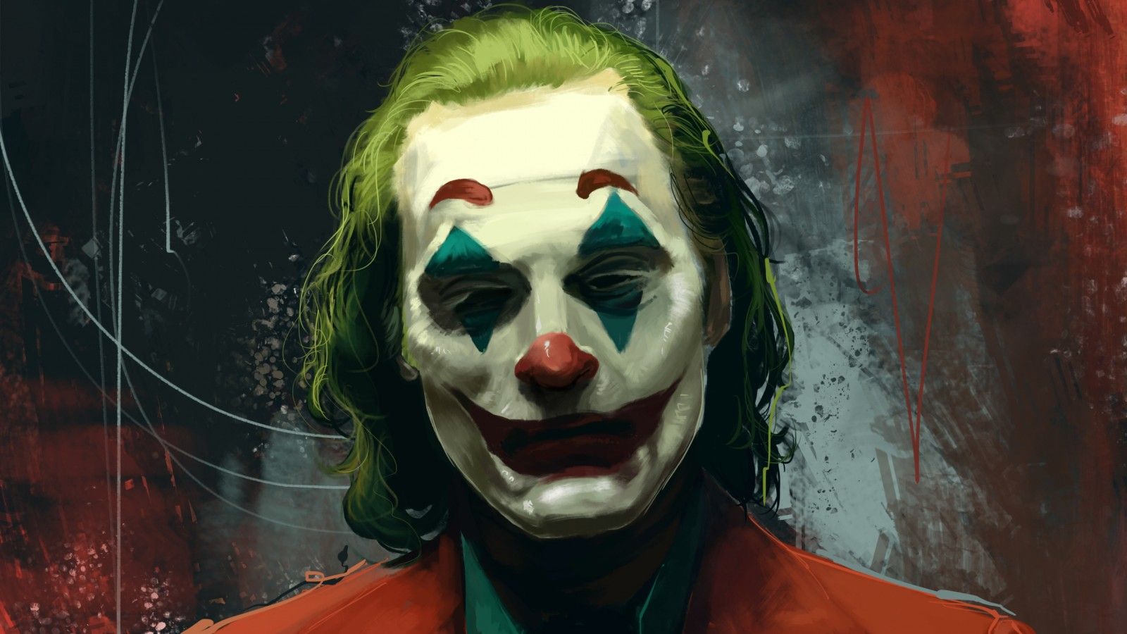 Wallpaper, Joaquin Phoenix, Joker 2019 Movie, Batman, DC Comics, DC Universe, clown, super villain, comics, movie characters, digital art, artwork, fictional character, fictional characters 2480x1395