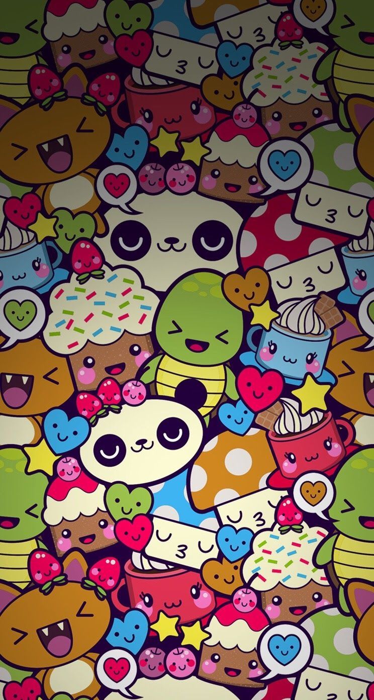 Adorable colorful cartoon collage iPhone wallpaper background lockscreen. Character wallpaper, Cute wallpaper, Cellphone wallpaper