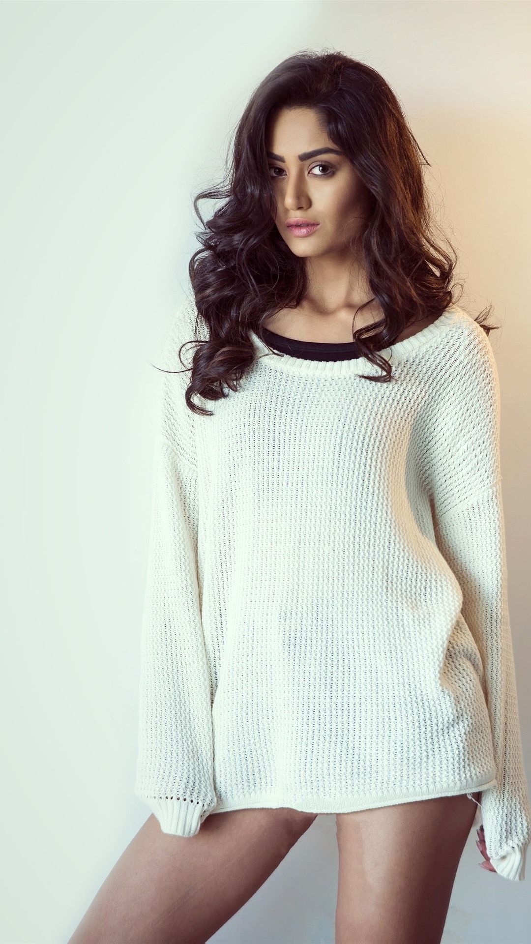 Curly Hair Girl, White Sweater, 1242x2688 IPhone 11 Pro XS Max Wallpaper, Background, Picture, Image