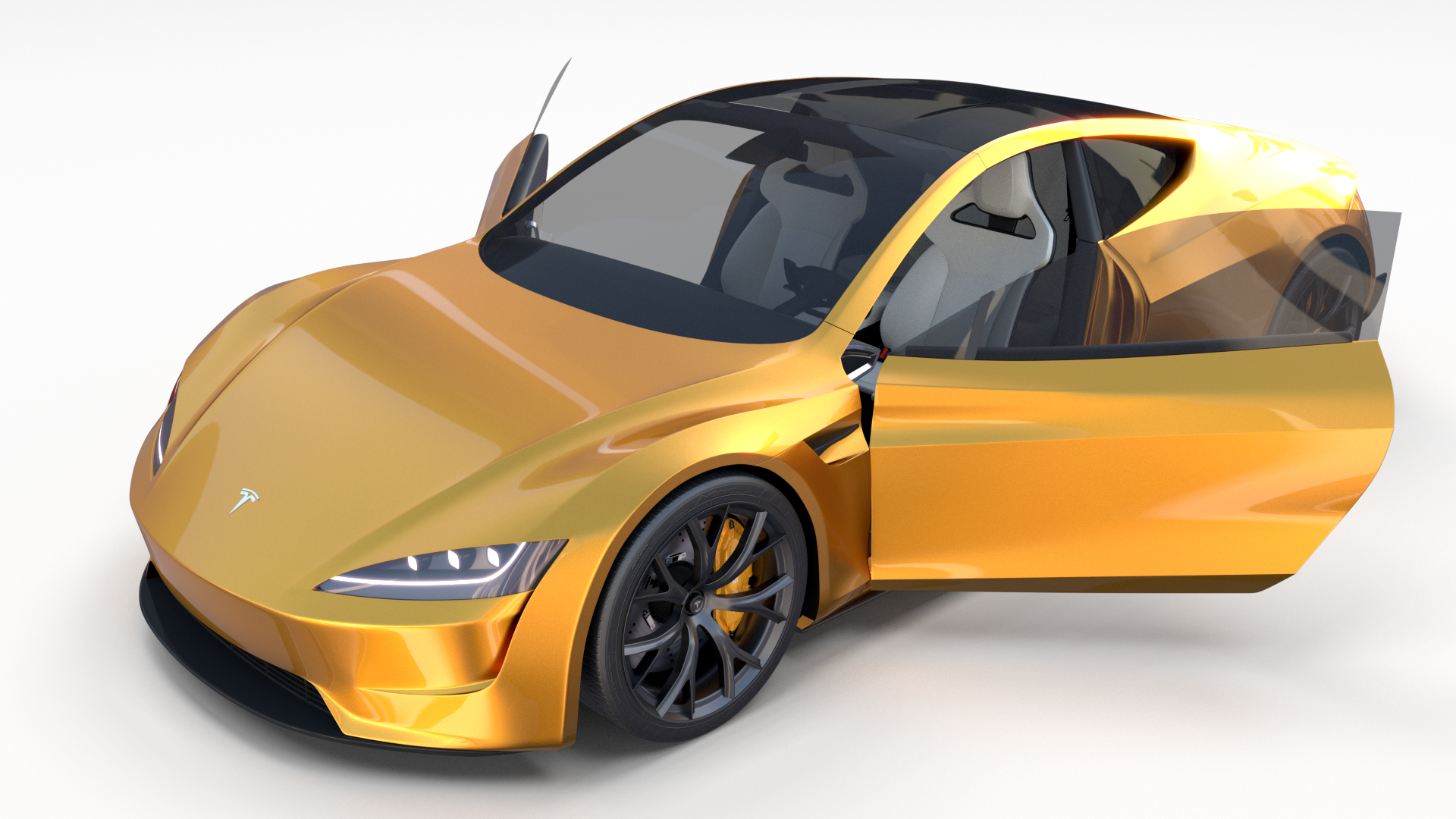 Tesla Roadster Yellow with Interior. Tesla roadster, Electric car concept, Tesla
