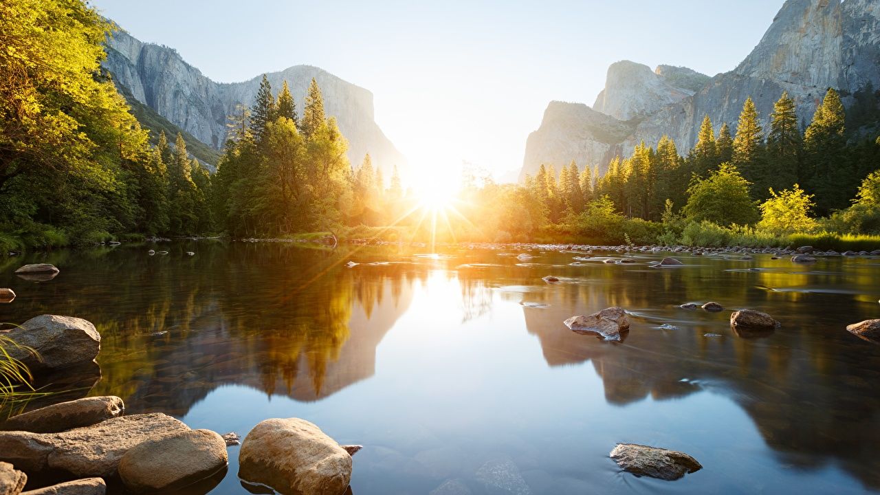 Desktop Wallpaper Crag Nature Mountains sunrise and sunset