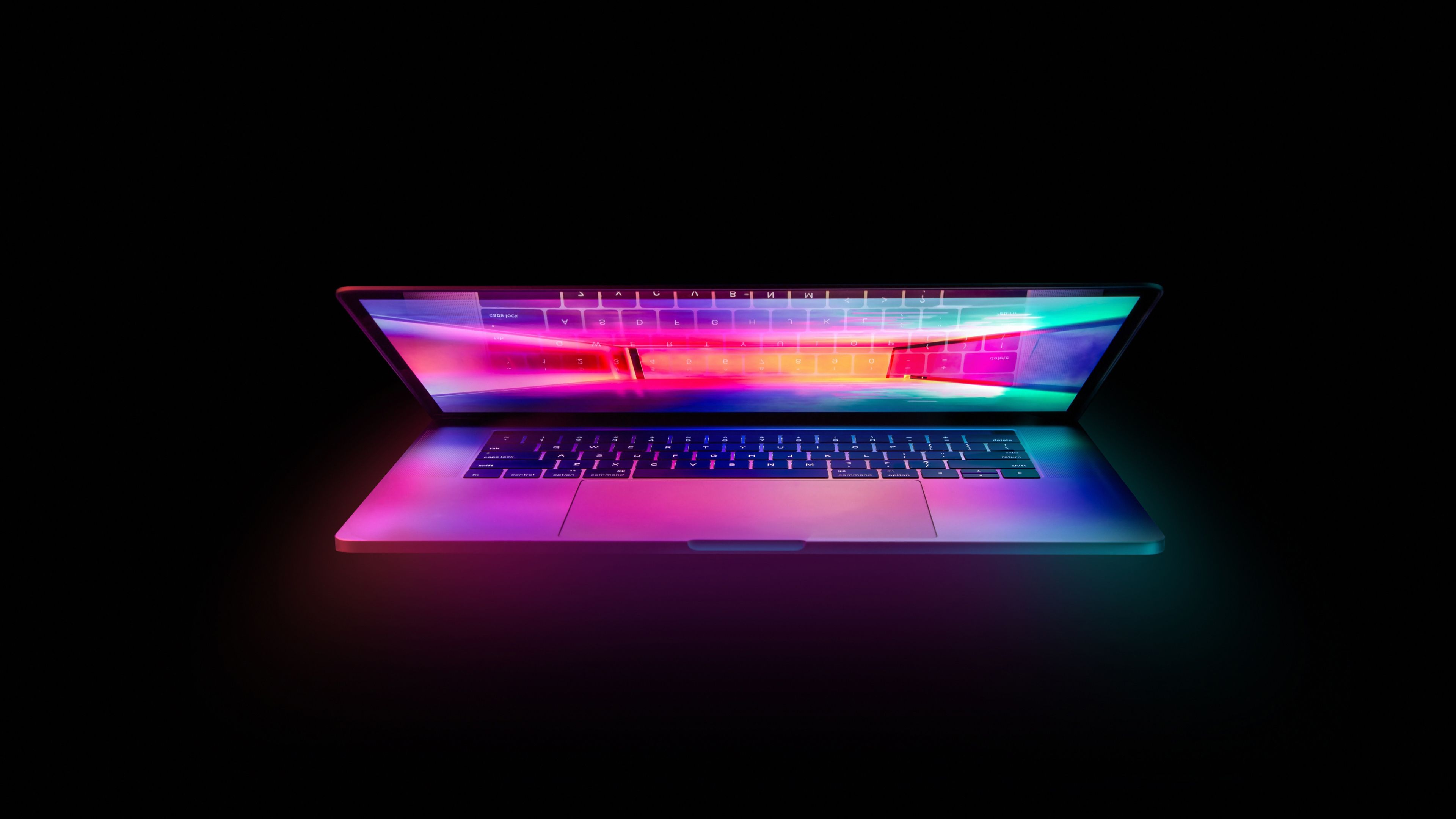 Colorful Laptop With Black Background 4K HD Black Aesthetic Wallpaper