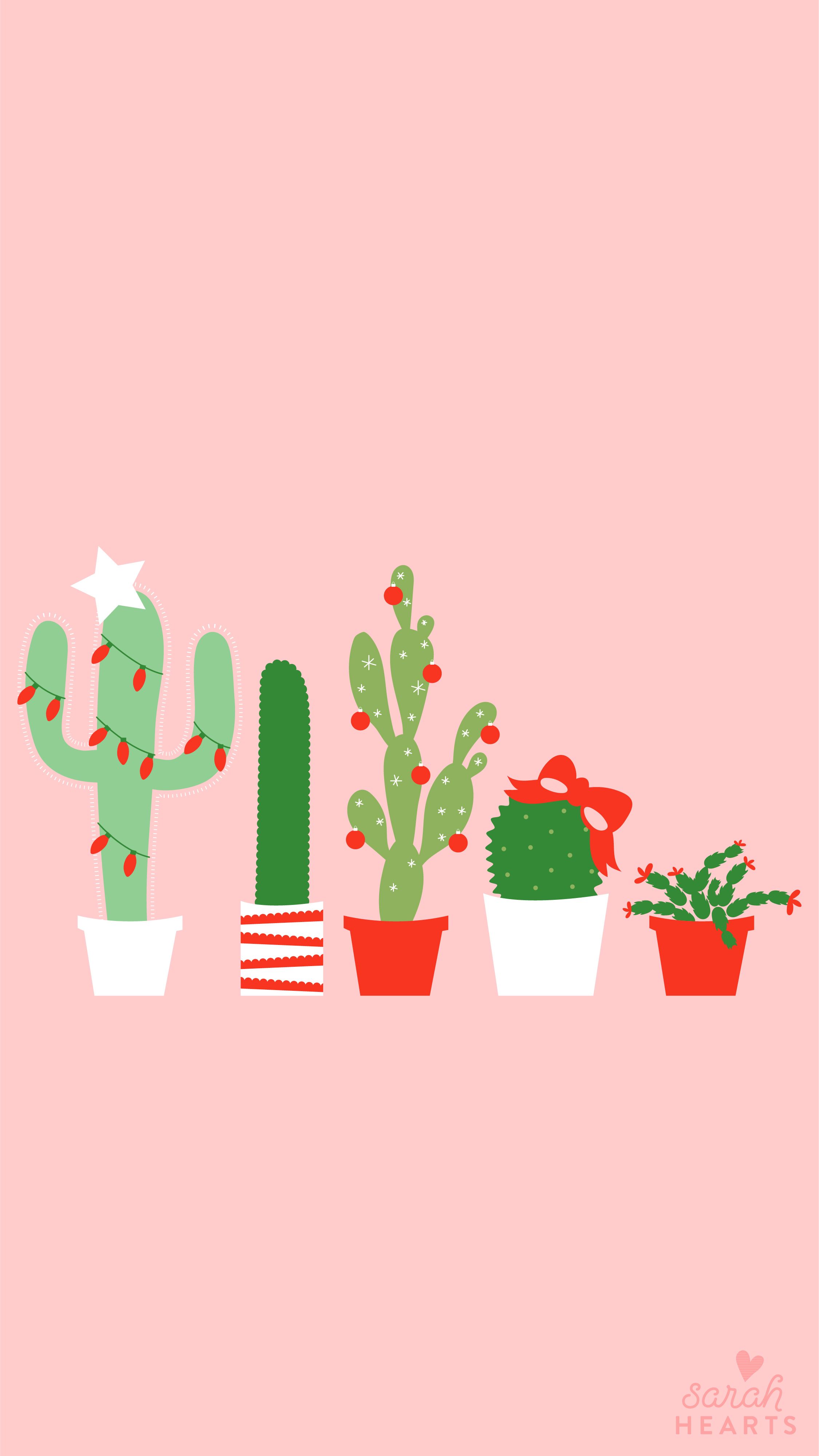 Laptop Cactus Cute Christmas Wallpaper
