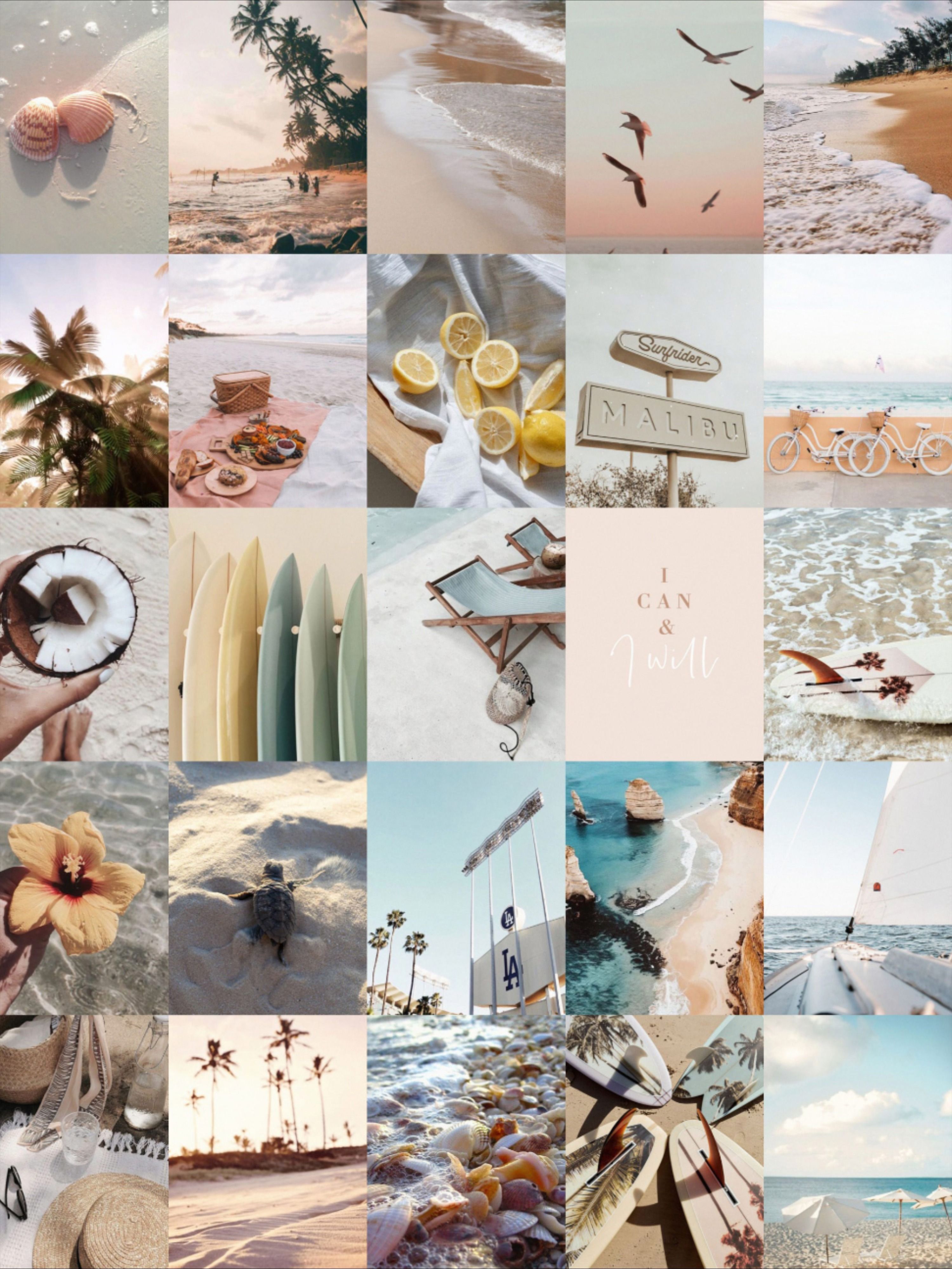 Beach Wall Collage Kit, Summer Vibes Wall Kit, DIGITAL Prints, Aesthetic Room Decor, Instant 40 Pcs. Beach wall collage, Aesthetic iphone wallpaper, Pretty wallpaper iphone