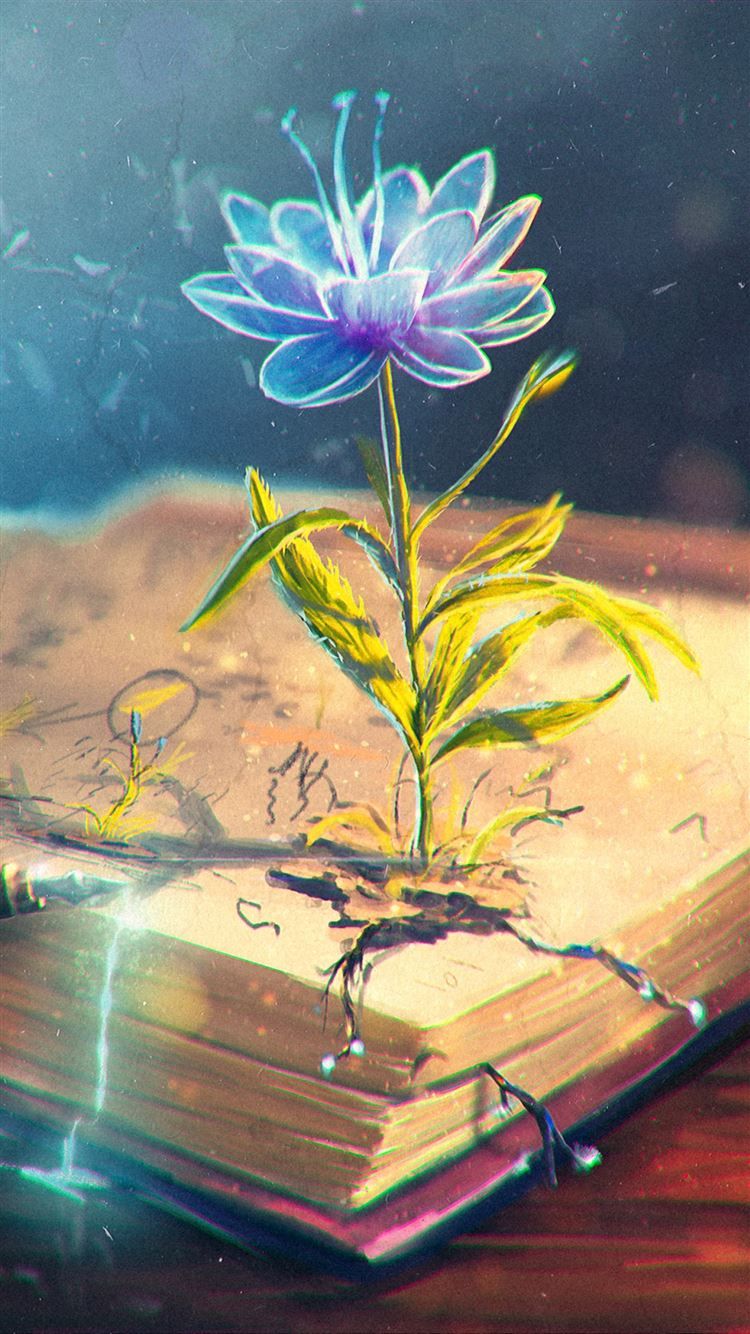 Flower Abstract Book Pen Art iPhone 8 Wallpaper Free Download