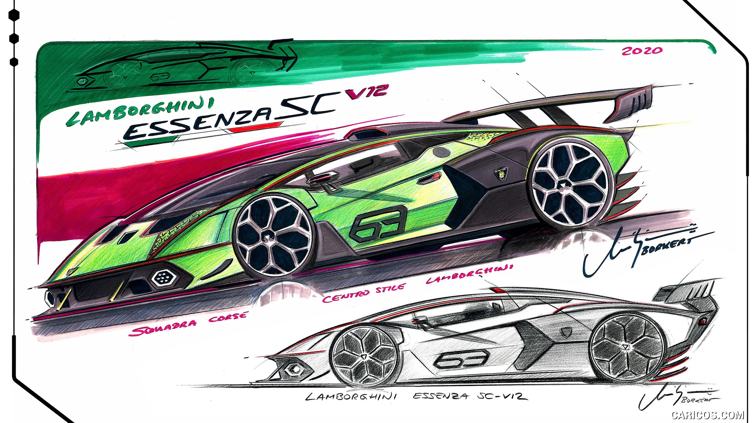 Lamborghini Essenza SCV12 Sketch. HD Wallpaper
