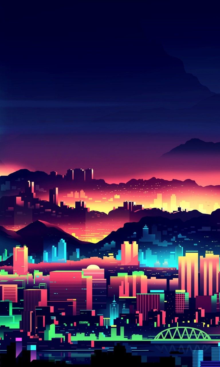 Neon City Wallpaper for Desktop and Mobiles 768x1280