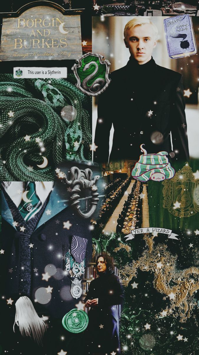 Slytherin Hogwarts Harry Potter Collage Background. Slytherin, Collage background, Slytherin wallpaper