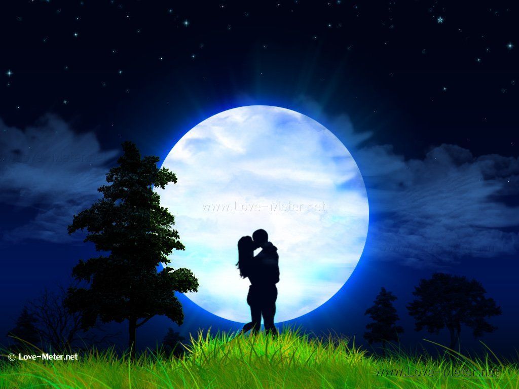 Love Couples in Moonlight Wallpaper
