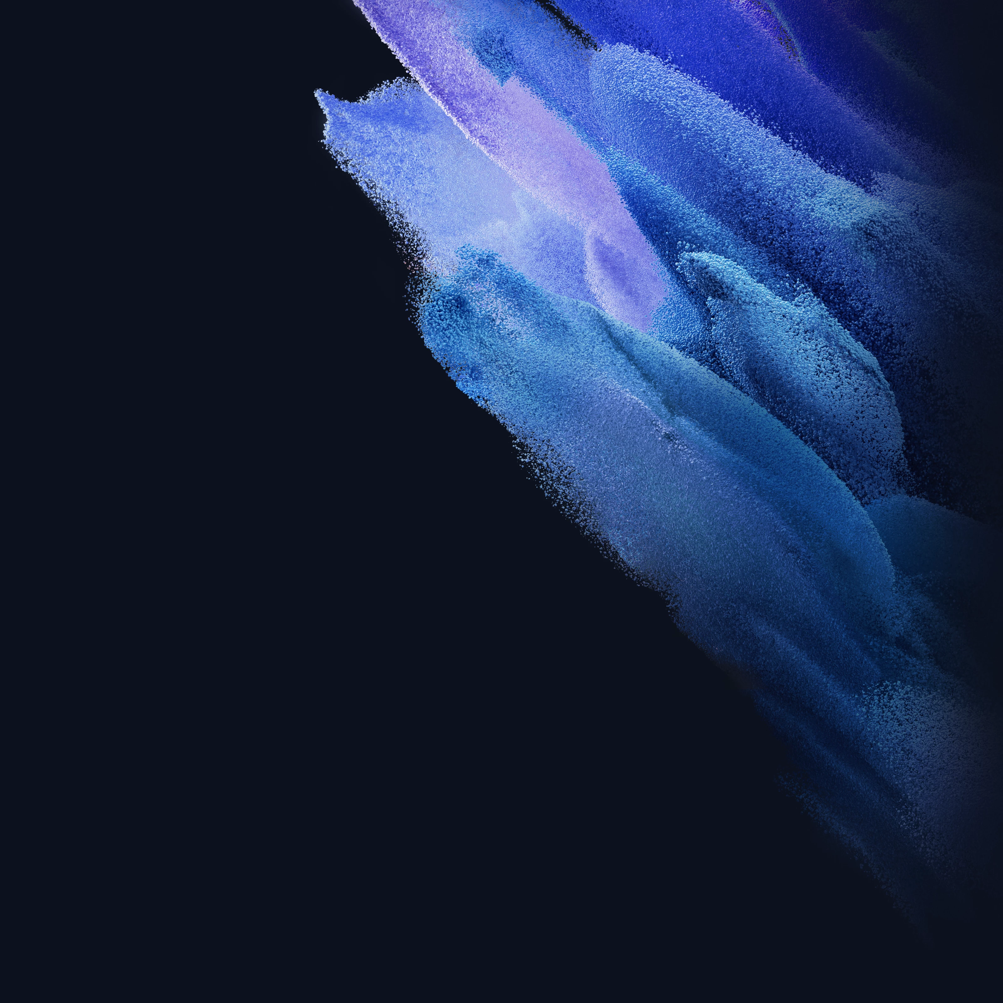 Samsung Galaxy S21 Wallpaper 4K, Stock, AMOLED, Particles, Blue, Black background, Abstract