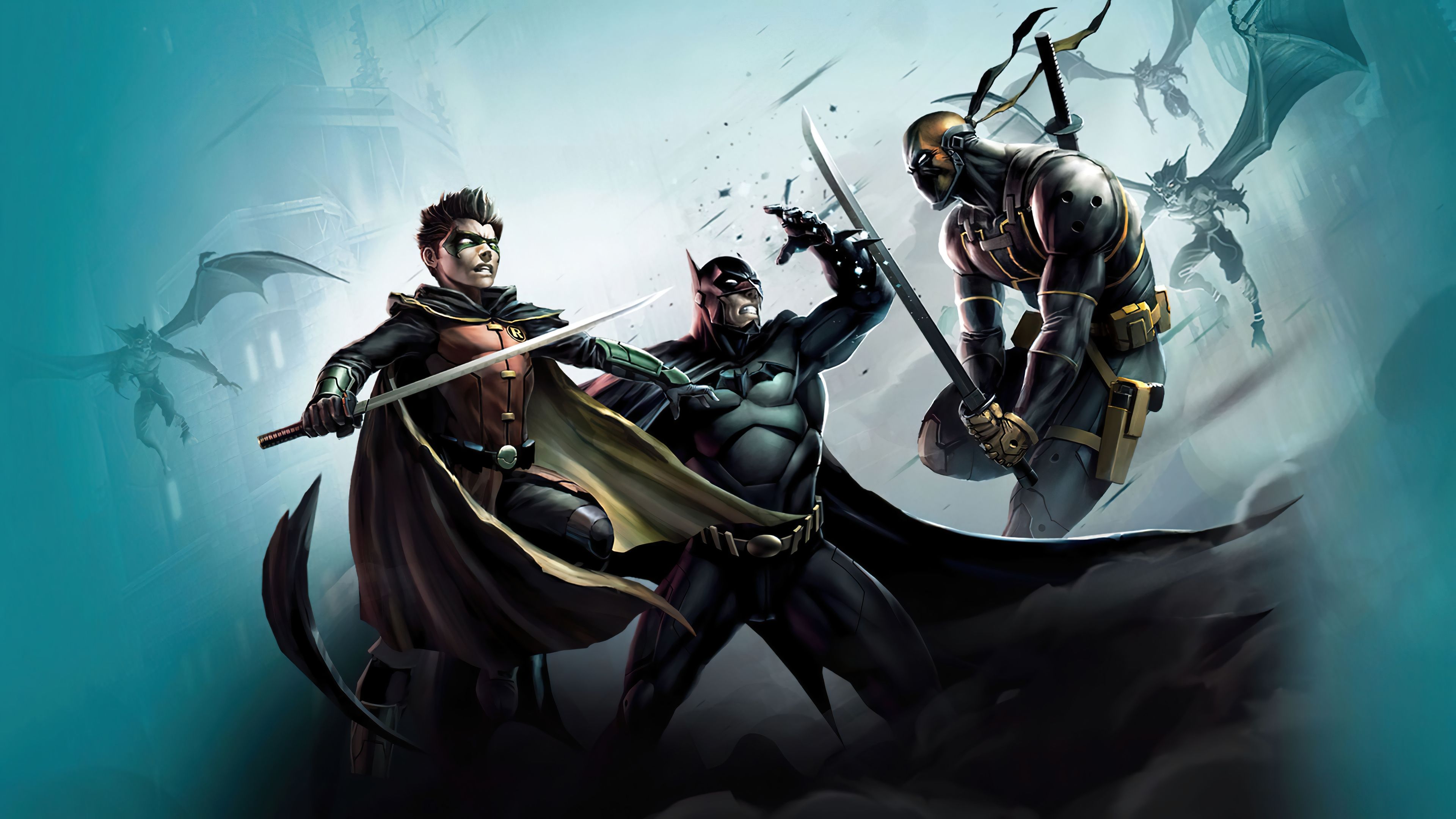 Wallpaper, Batman, Deathstroke, Damian Wayne, Robin DC Comics 3840x2160
