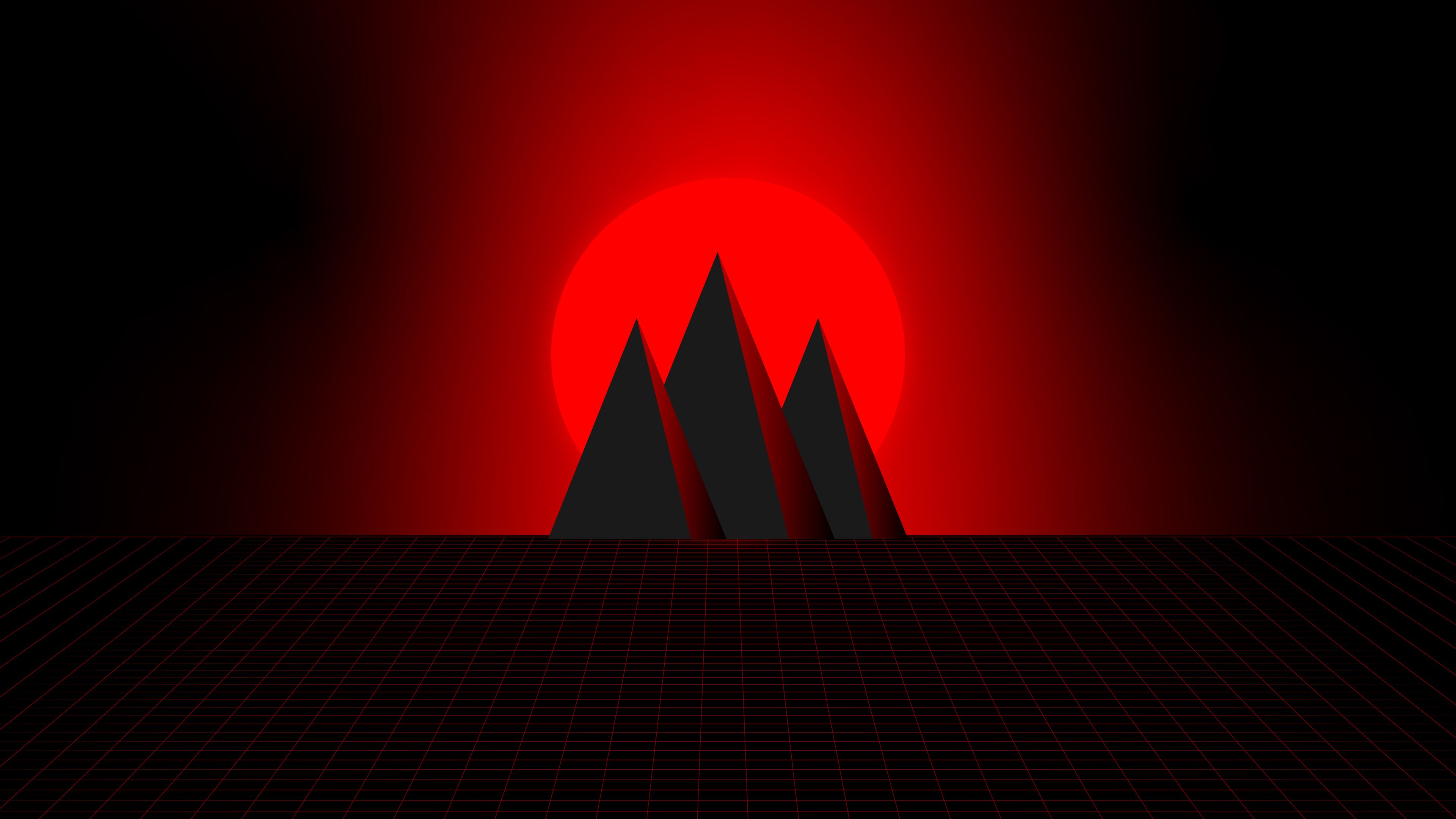 Mountain Red Minimal 4k, HD Artist, 4k Wallpaper, Image, Background, Photo and Picture