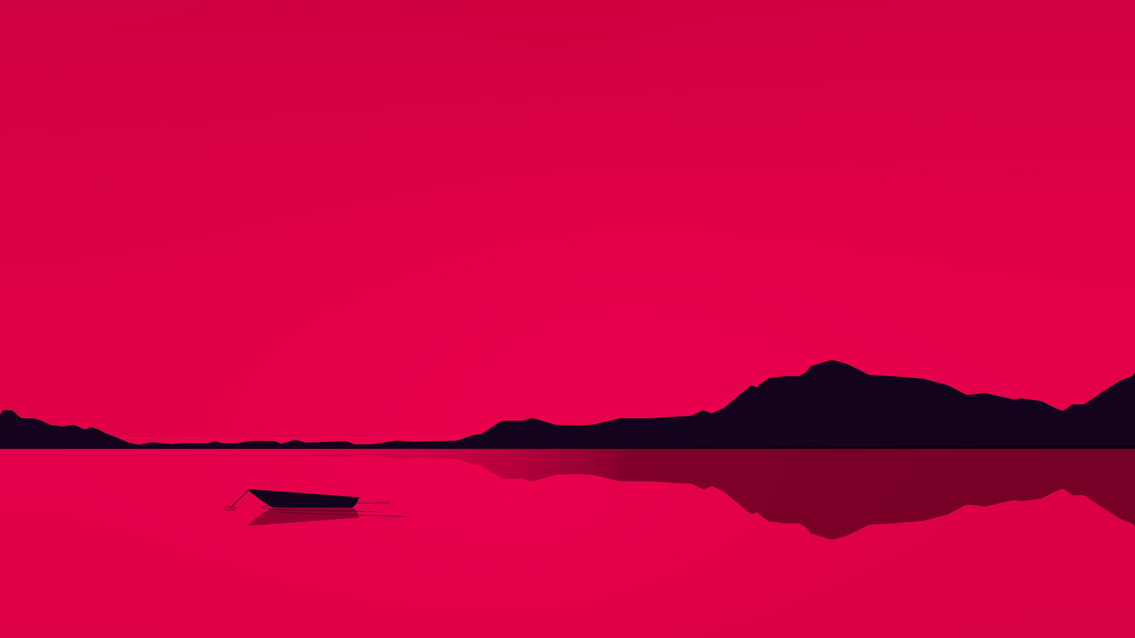 Lake Minimal Red 4k, HD Artist, 4k Wallpaper, Image, Background, Photo and Picture